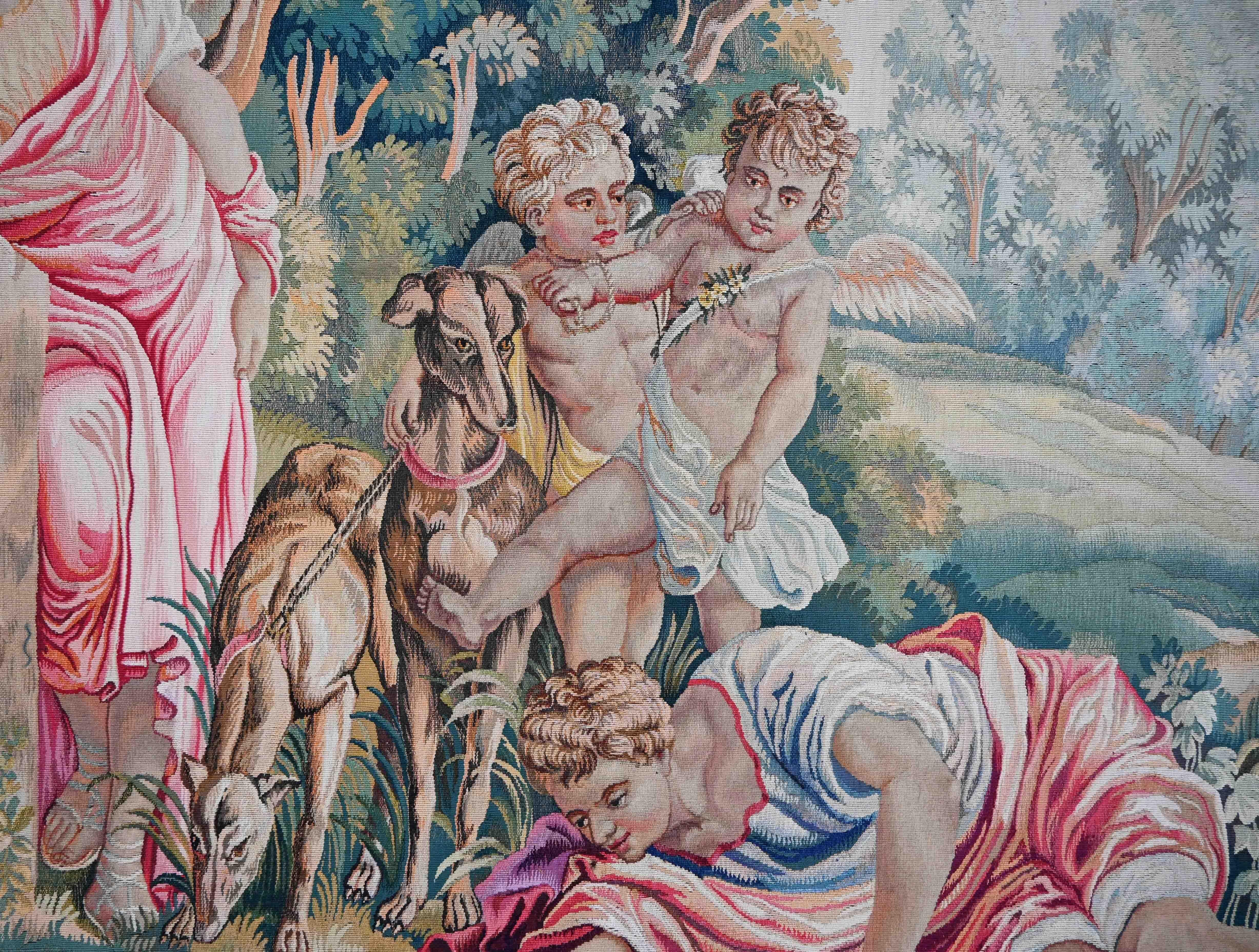 Tessuto a mano Narciso che guarda se stesso nell'acqua, arazzo della manifattura di Beauvais - N 1546 in vendita