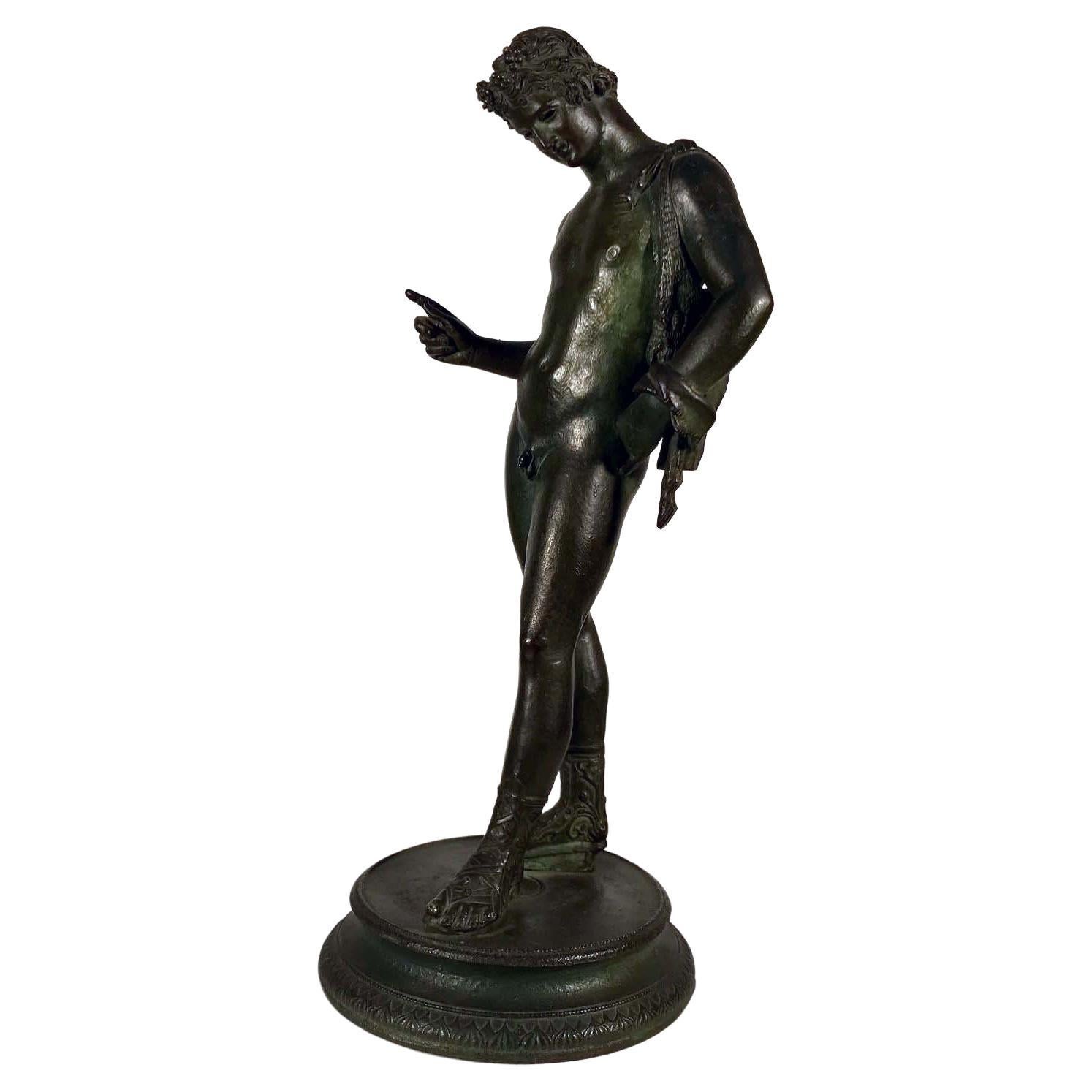"Narcissus" Grand Tour Bronze Sculpture After the Antique For Sale