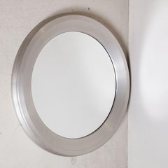 Miroir rond « Narciso » de Sergio Mazza, aluminium satiné, Italie, 1969