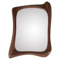 Narcissus Sculptural wall Mirror Graphic Walnut stain on Ash wood by Amorph