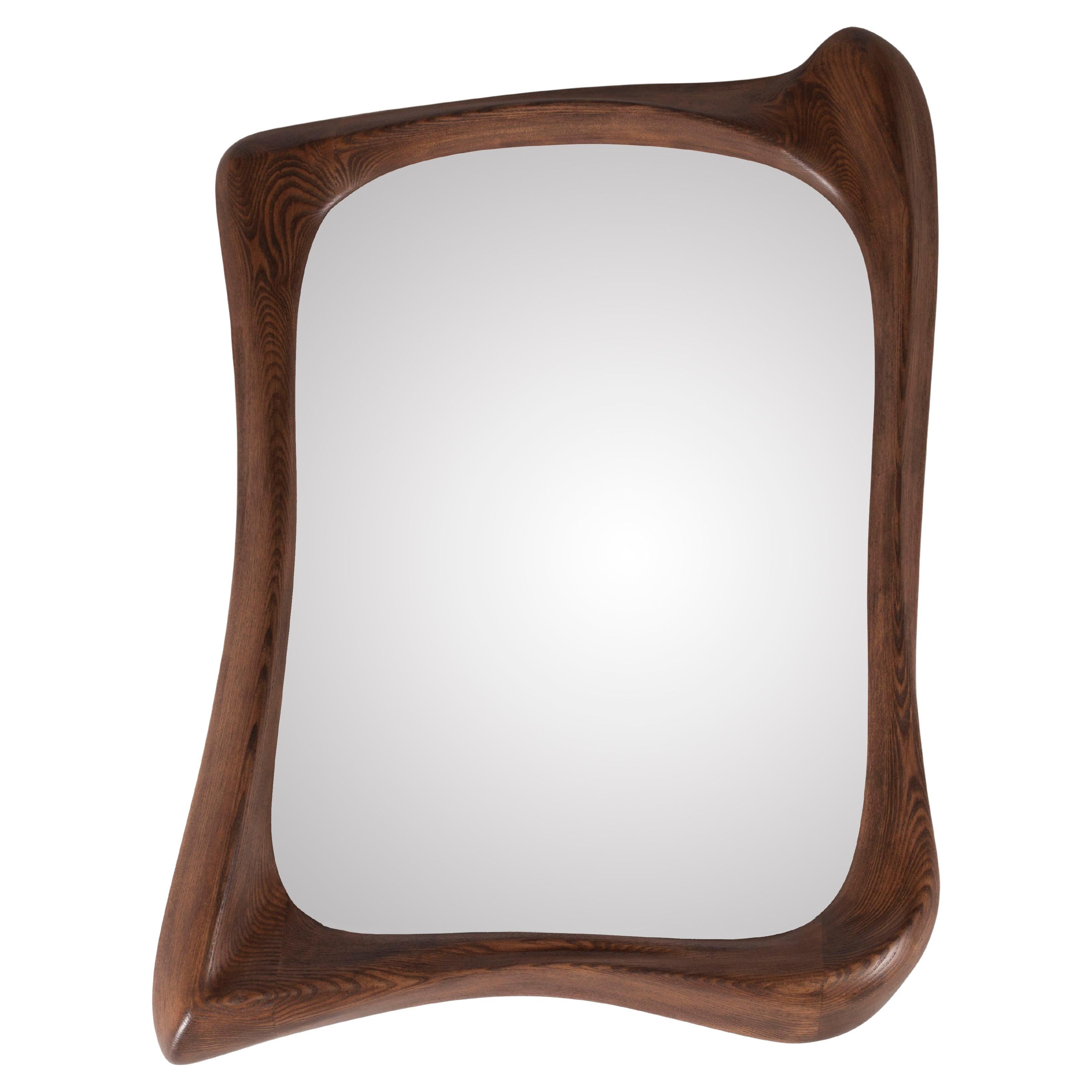 Narcissus wall mirror Graphic Walnut stain on Ash wood by Amorph