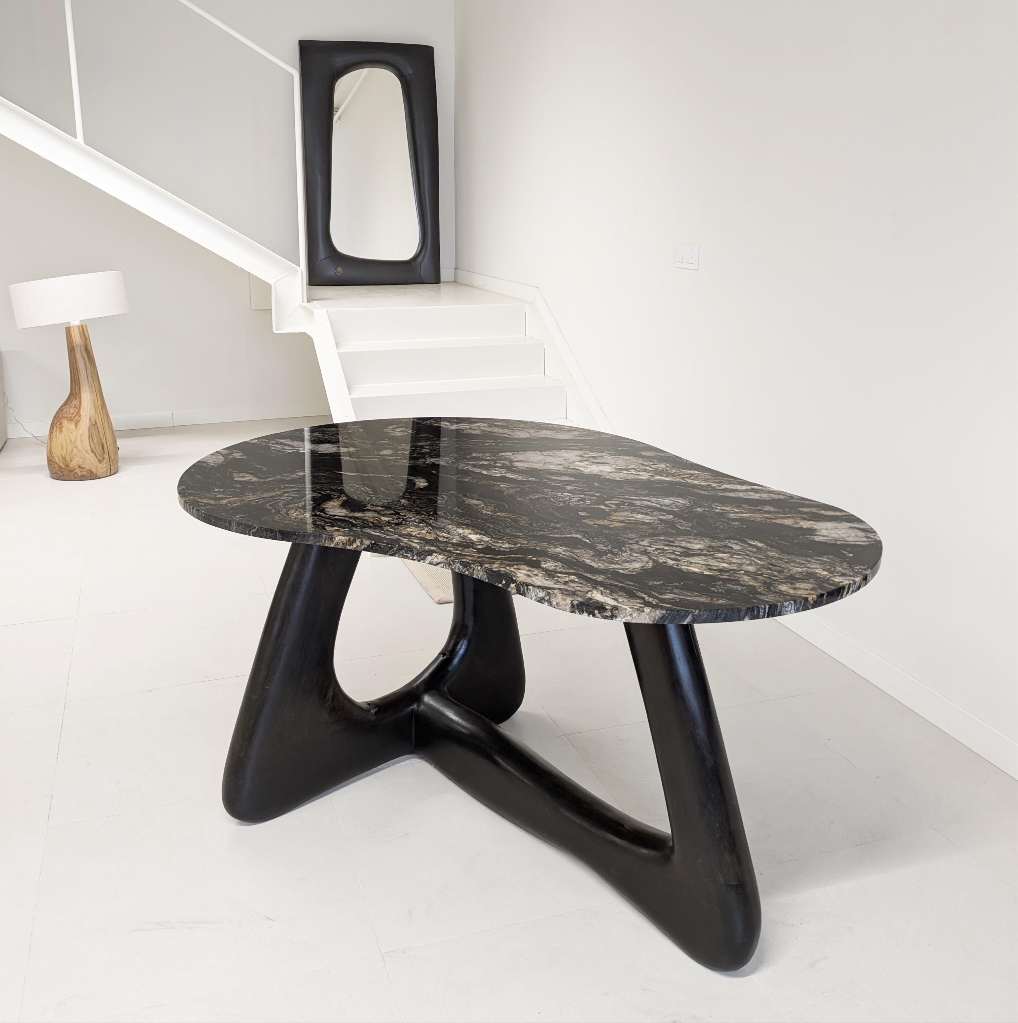 Contemporary Narco Teak Collection Dining Table Pebble by AMBER x IÑIGO CALLEJA For Sale