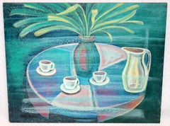 Óleo sobre tabla - Tarde de café