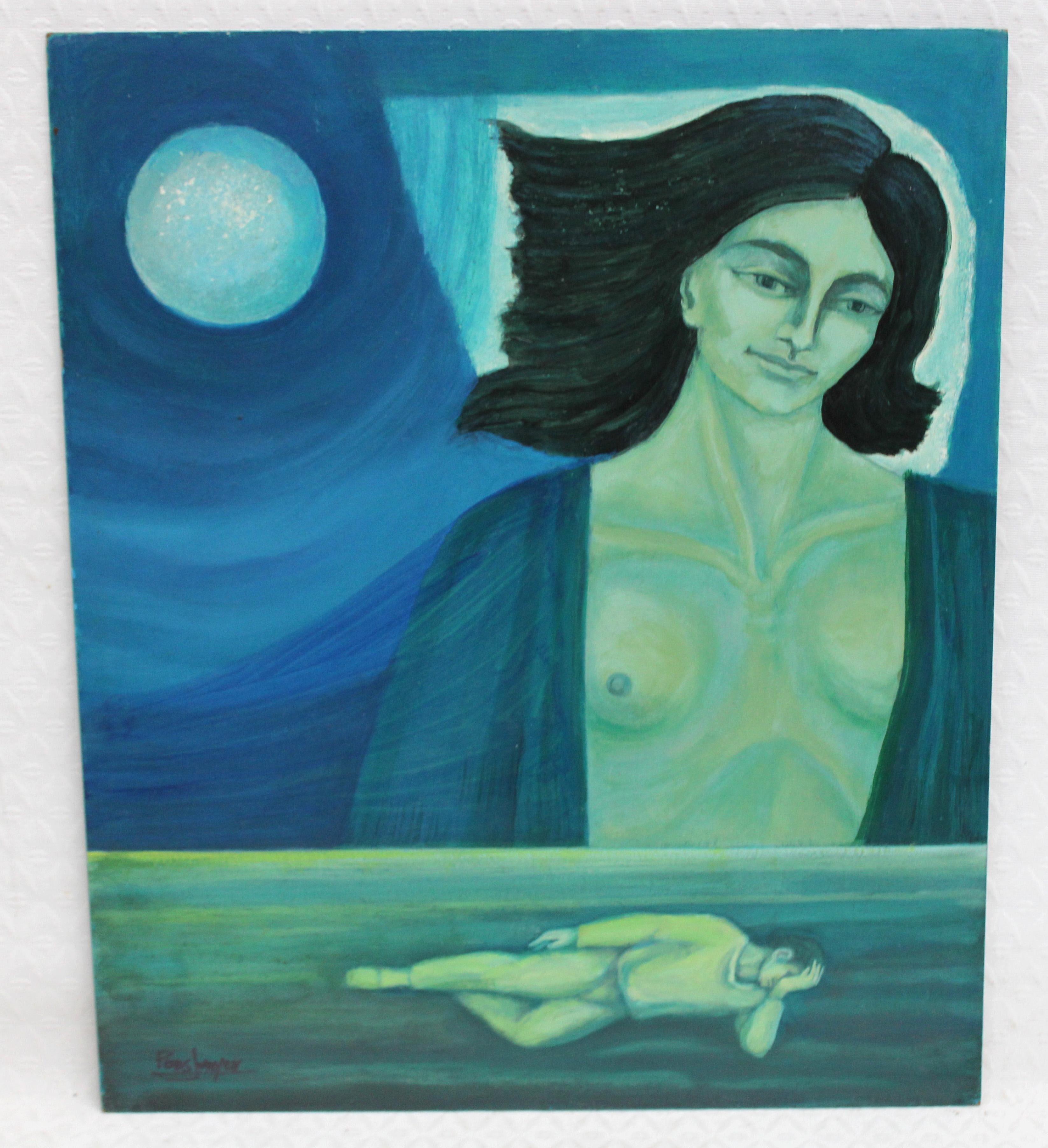 Óleo sobre tablex - Pensamientos al viento - Painting de Narcís Pons Junyer