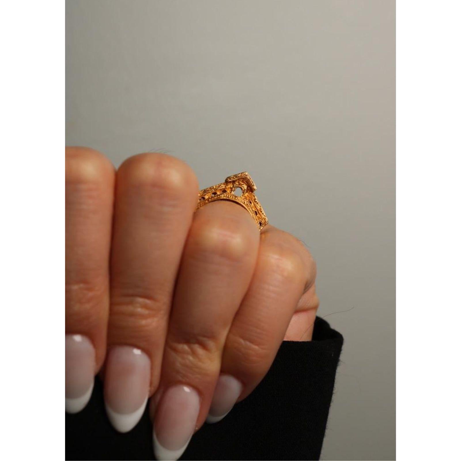 Romantique Nardi Gold Ruby Ring Rialto Yellow Gold ~1.12ctw Rubies Size 5.5 en vente
