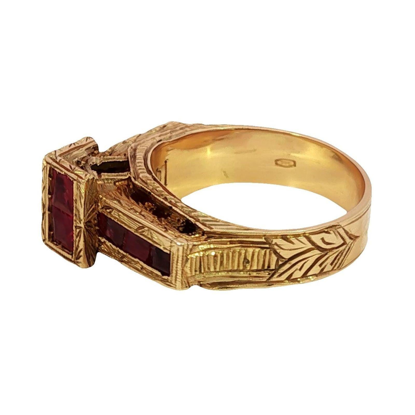 Nardi Gold Ruby Ring Rialto Yellow Gold ~1.12ctw Rubies Size 5.5 Bon état - En vente à Fairfield, CT