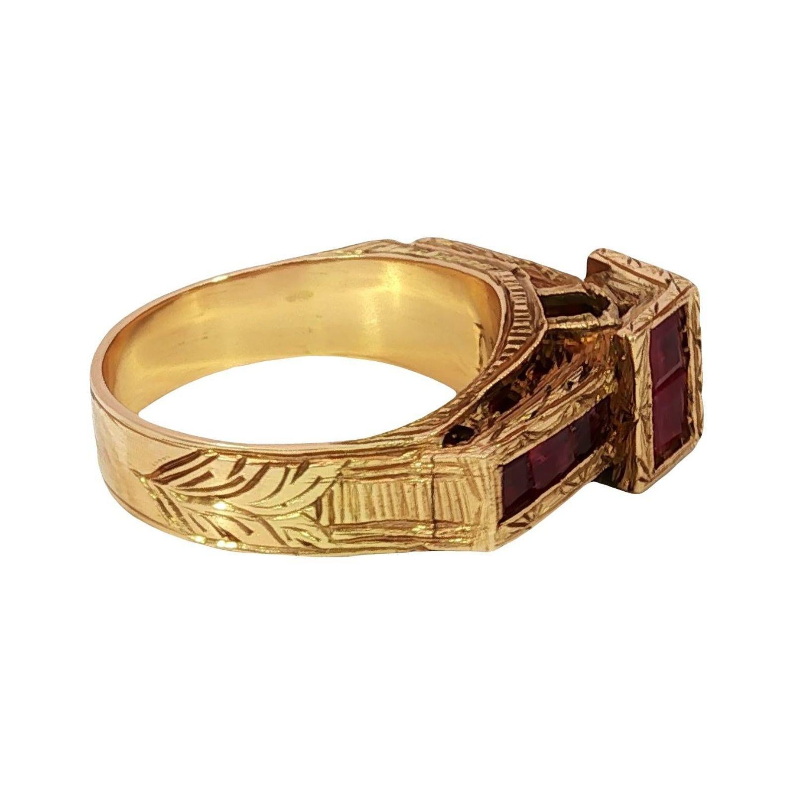 Nardi Gold Ruby Ring Rialto Yellow Gold ~1.12ctw Rubies Size 5.5 en vente 2