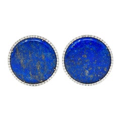 Nardi Lapis Diamond 18 Karat White Gold Circle Statement Earrings