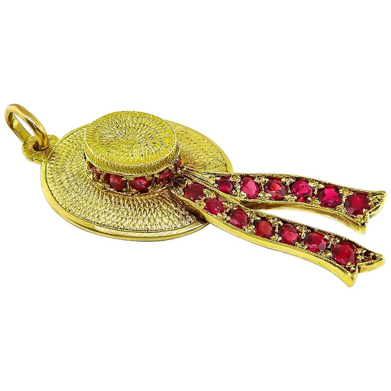 Nardi Ruby Gold Hat Pendant For Sale at 1stDibs
