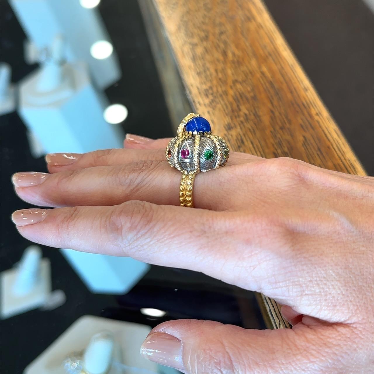 Nardi Venice Turbante Gemstone Ring, 18KT Yellow Gold and Sterling Silver 5