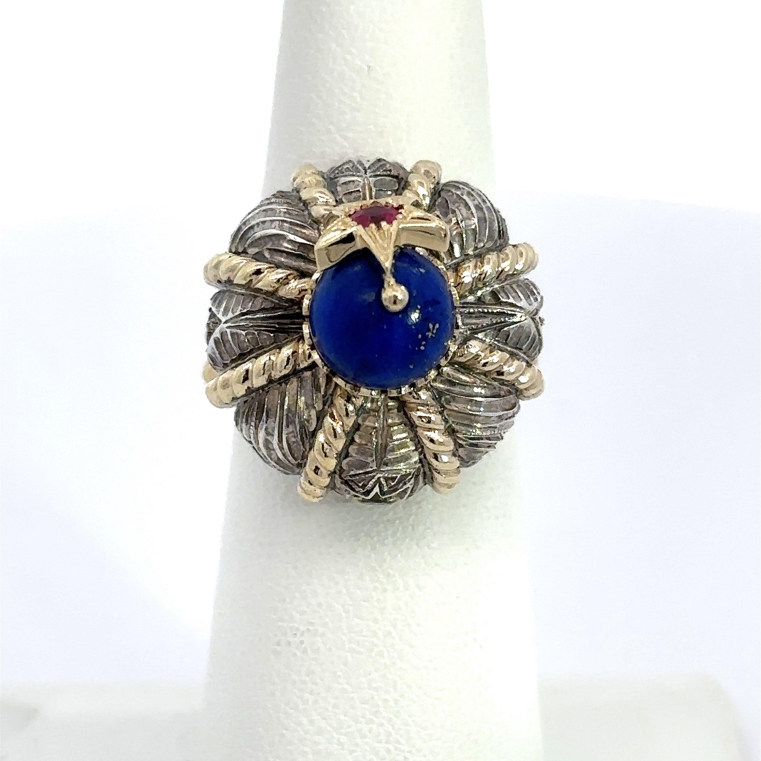 Nardi Venice Turbante Gemstone Ring, 18KT Yellow Gold and Sterling Silver In Good Condition For Sale In Los Angeles, CA