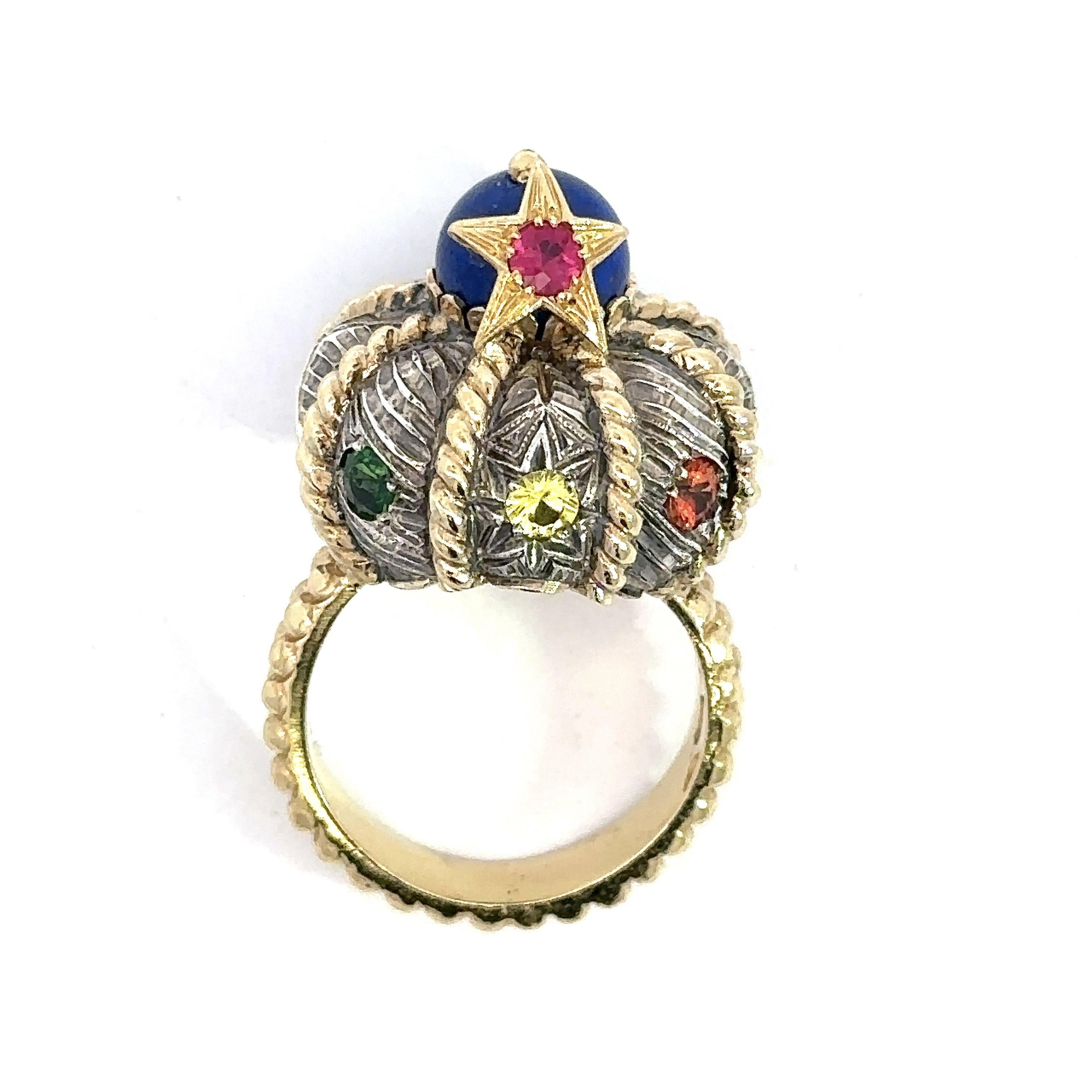 Nardi Venice Turbante Gemstone Ring, 18KT Yellow Gold and Sterling Silver 2