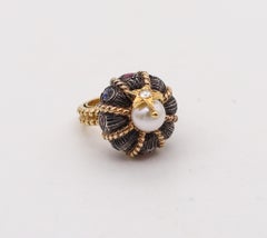Nardi Venice Unusual Turban Cocktail Ring In 18Kt Gold With Color Gemstones