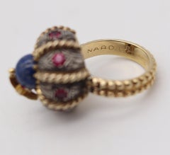 NARDI Venice Unusual Turban Cocktail Ring In 18Kt Gold With Color Gemstones