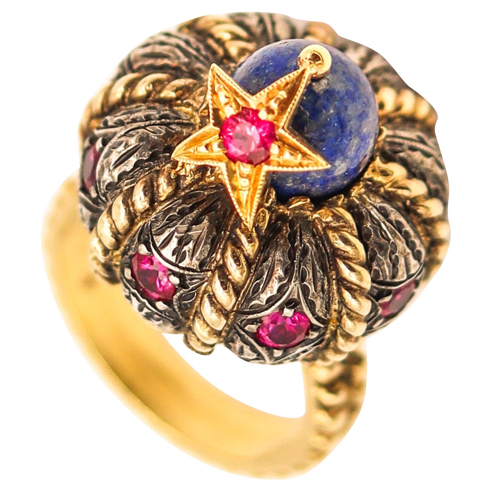 Nardi Venice Insolito Anello Cocktail a Turbante in Oro 18Kt con Pietre Colorate in vendita