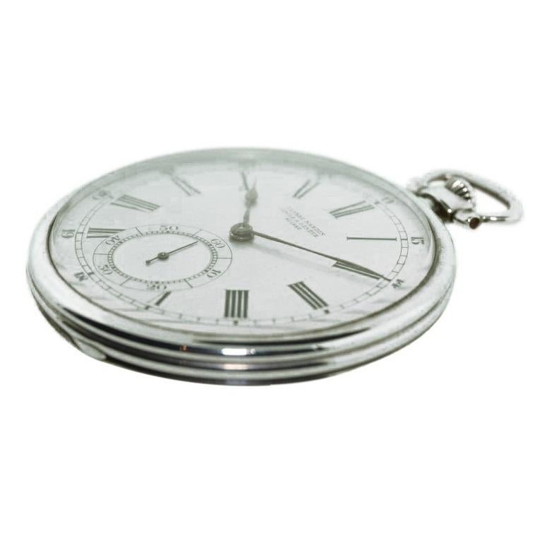 Nardin Silver Niello Pocket Watch Original Dial & Box & Papers and Matching Fob For Sale 8