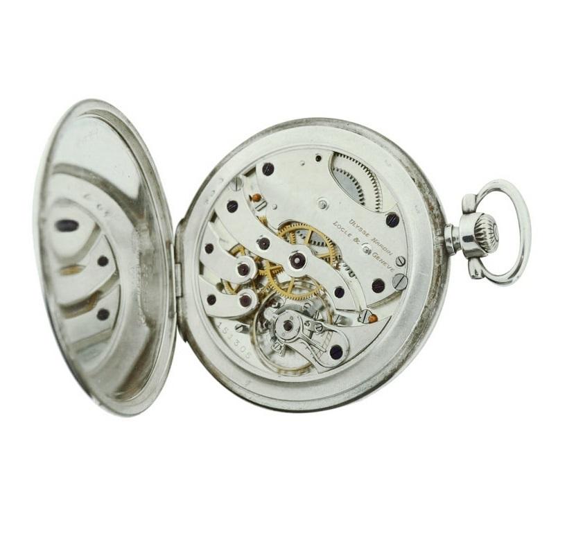 Nardin Silver Niello Pocket Watch Original Dial & Box & Papers and Matching Fob For Sale 14