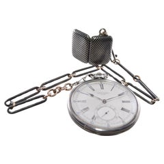 Nardin Silver Niello Pocket Watch Original Dial & Box & Papers and Matching Fob