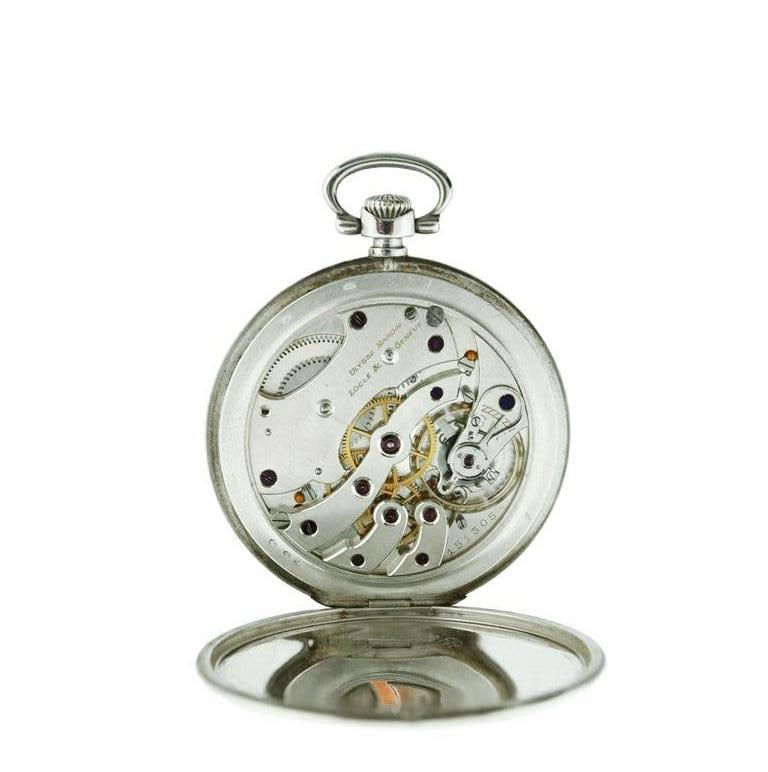 Nardin Silver Niello Pocket Watch Original Dial & Box & Papers and Matching Fob For Sale 15