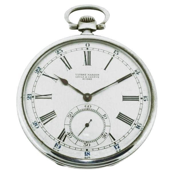 Nardin Silver Niello Pocket Watch Original Dial & Box & Papers and Matching Fob For Sale 2