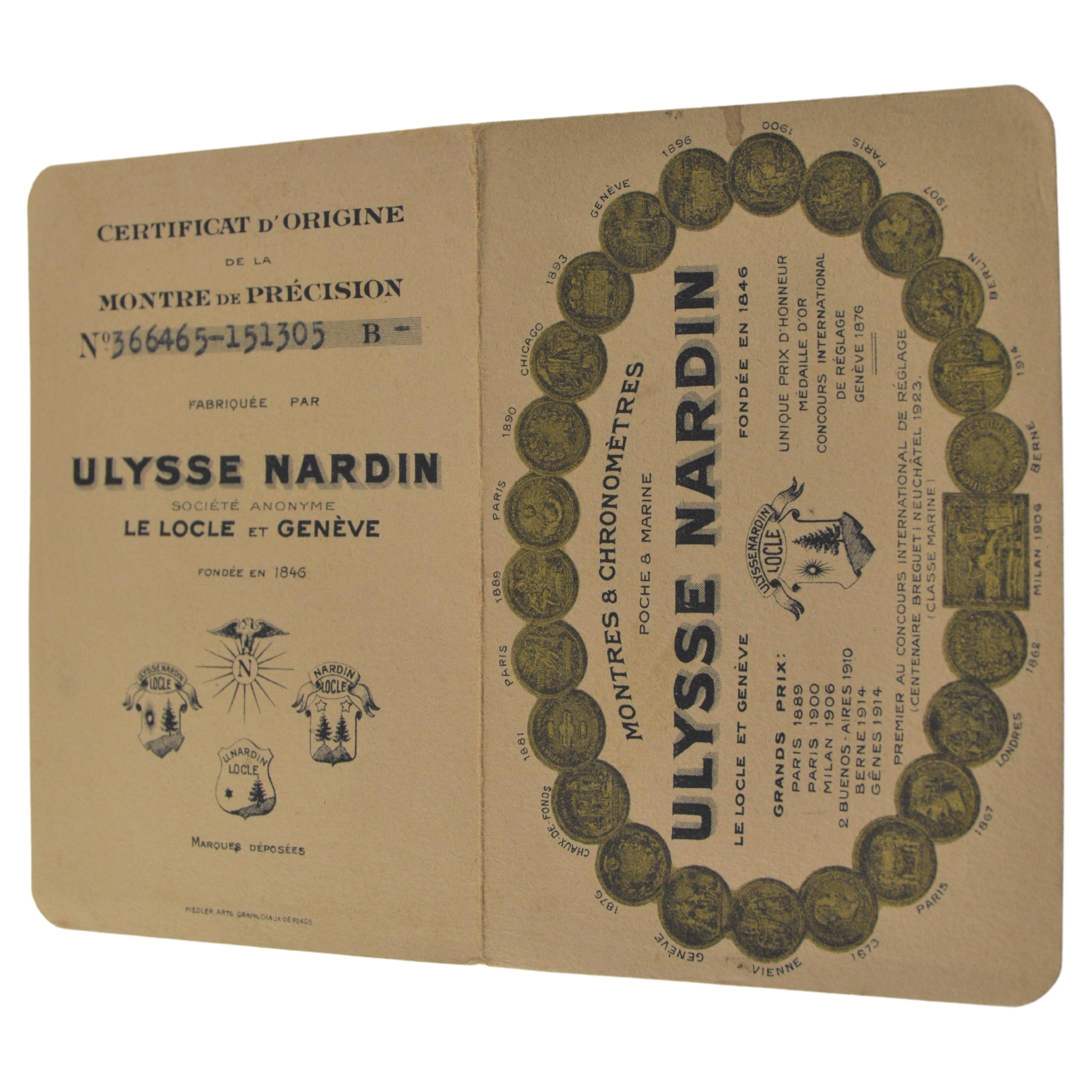 Montre de poche Niello d'origine Nardin avec cadran, boîte et papiers d'origine et bouton assorti en vente 4