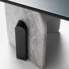 Nardo Gray Lackierte Platte & Super White Marmor Beistelltisch