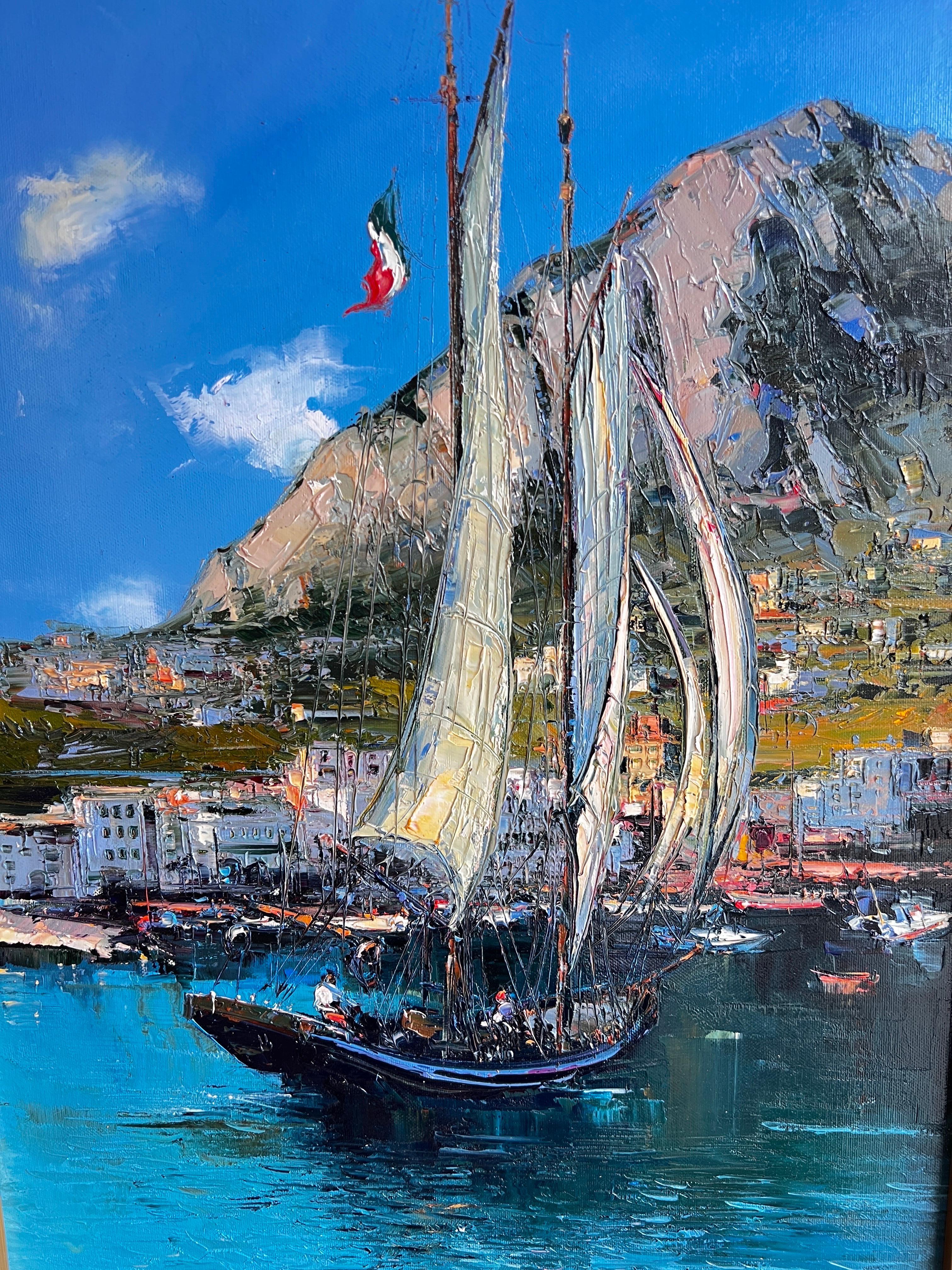 Capri - Blue Landscape Painting by Narek Arakelyan