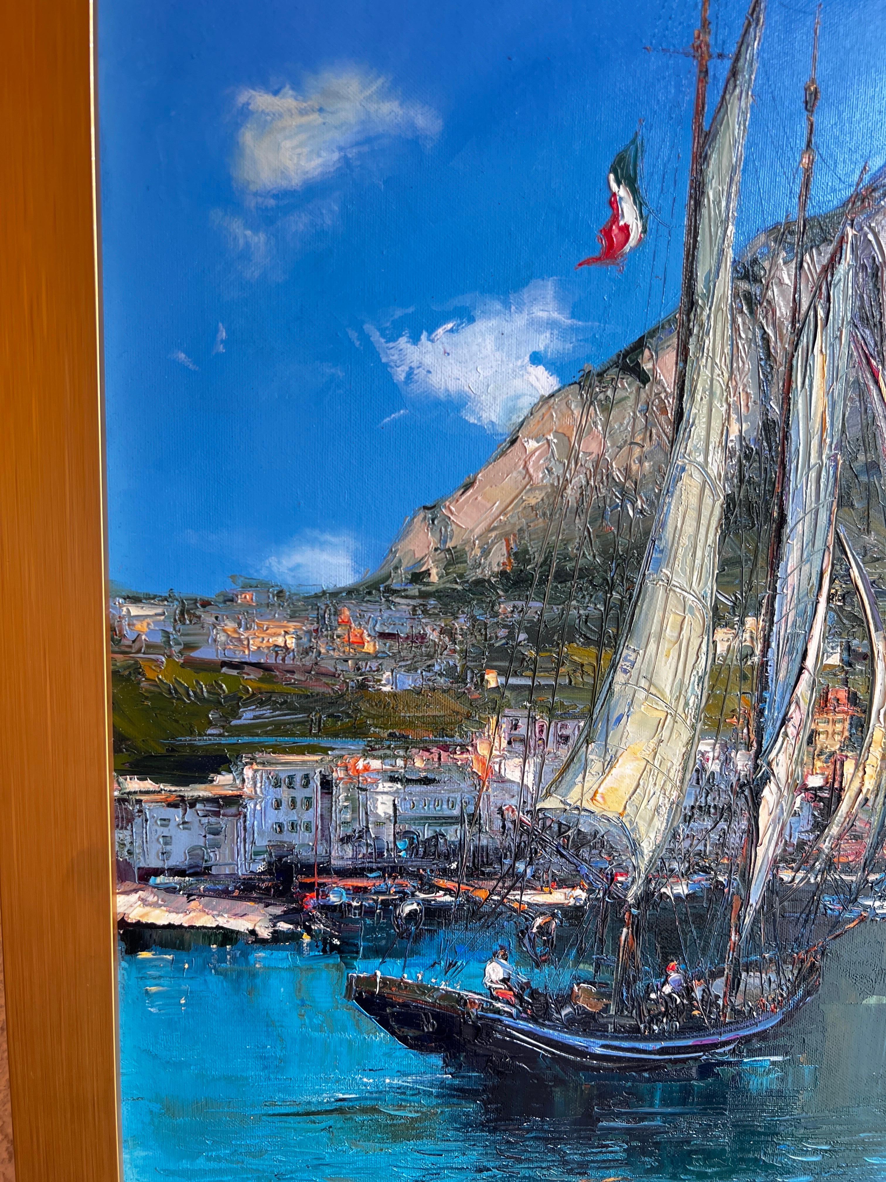 Introducing a magnificent artwork by the talented artist Narek—a joyful and serene composition inspired by the picturesque beauty of Capri, one of the artist's favorite places. This captivating painting embodies a sense of tranquility and invites