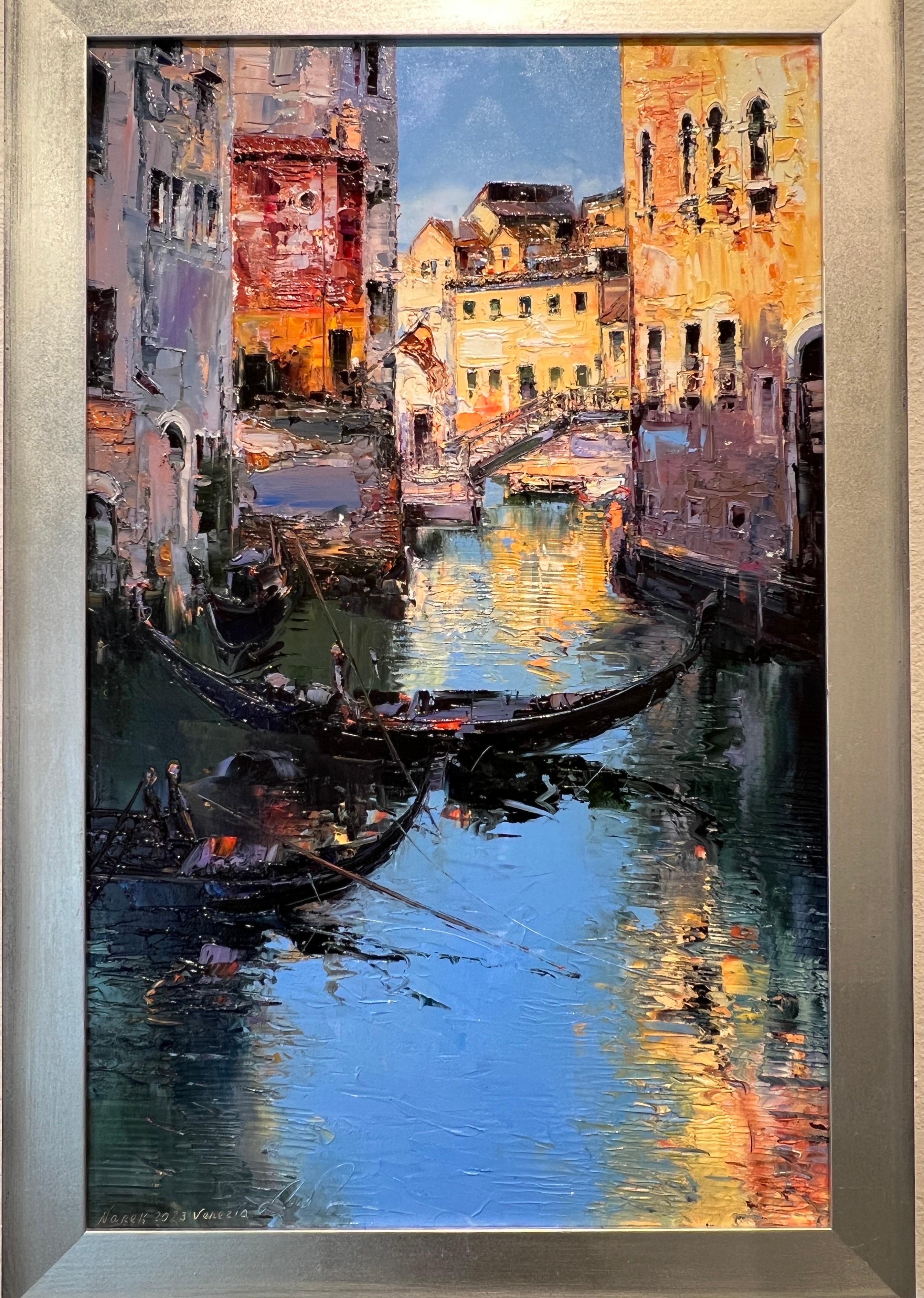 Peinture contemporaine, Venezia III, Gondole, Vues d'Italie. en vente 2