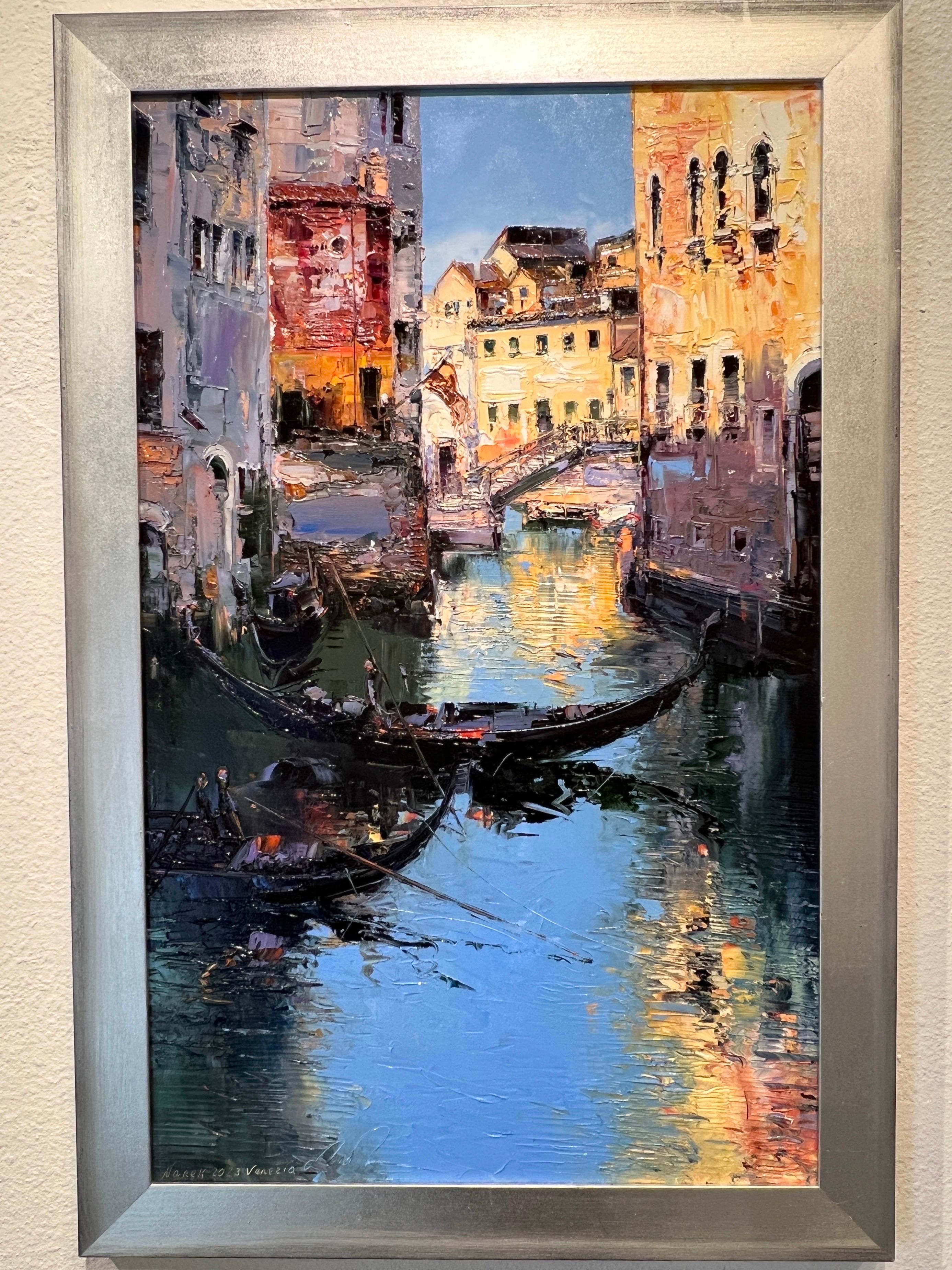 Contemporary painting, Venezia III, Gondola, Views of Italy. For Sale 1