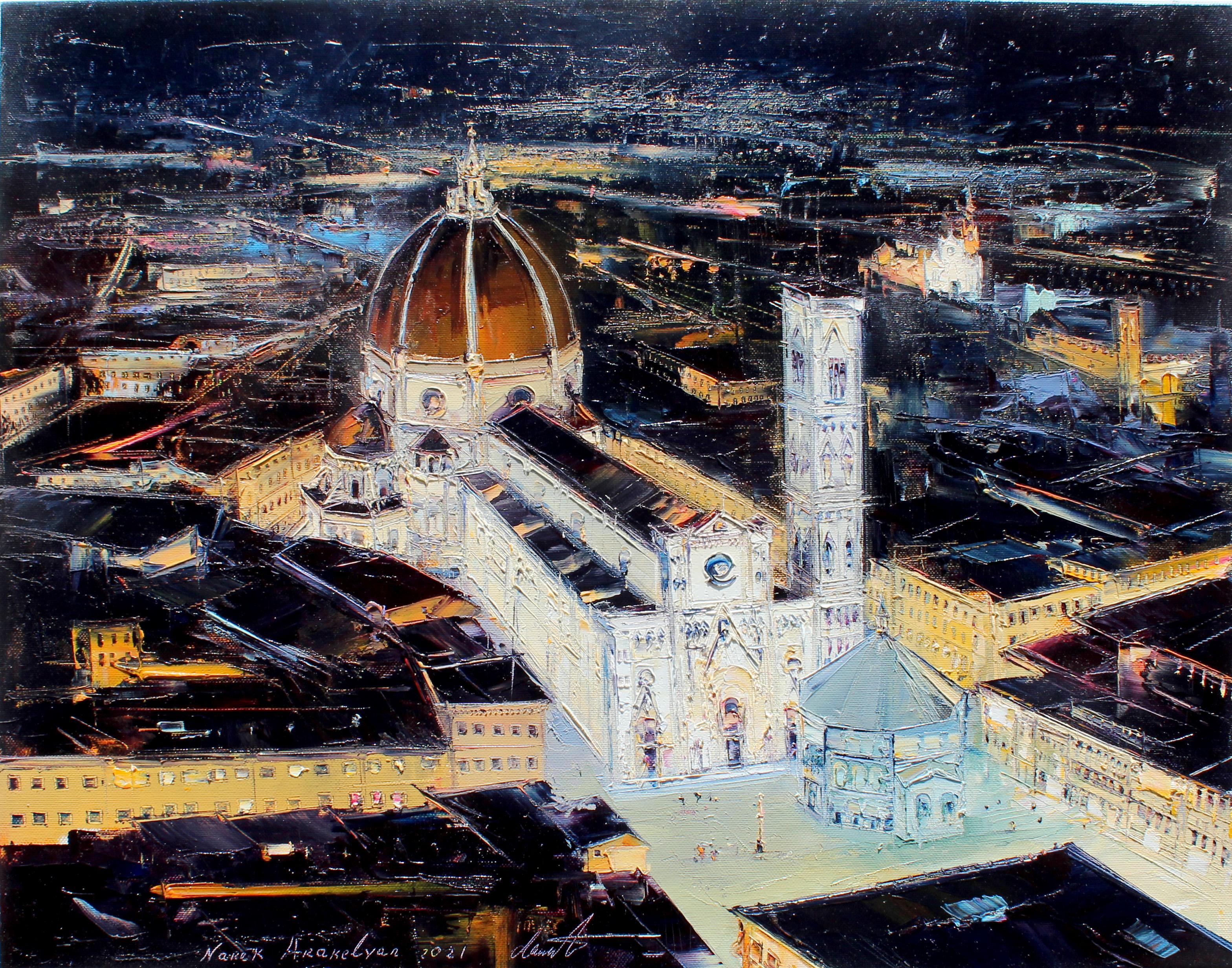 Contemporary, Florenz, Santa Maria Del Fiore, Italien. Blick auf Italien. (Impressionismus), Painting, von Narek Arakelyan