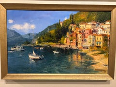 Lake Como. Contemporary oil painting of Lake Como