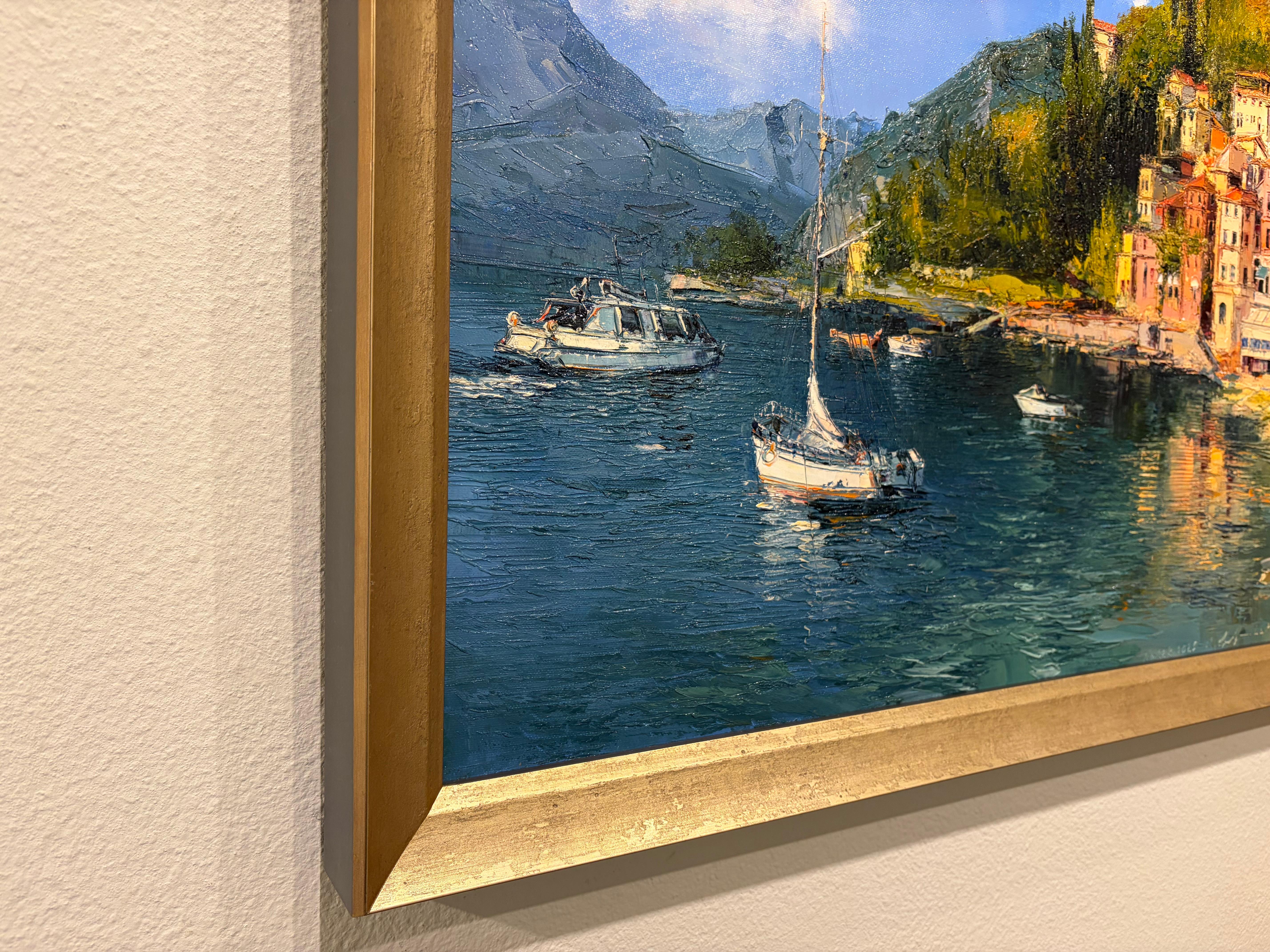 Comer See. Zeitgenössisches Ölgemälde vom Comer See im Angebot 2