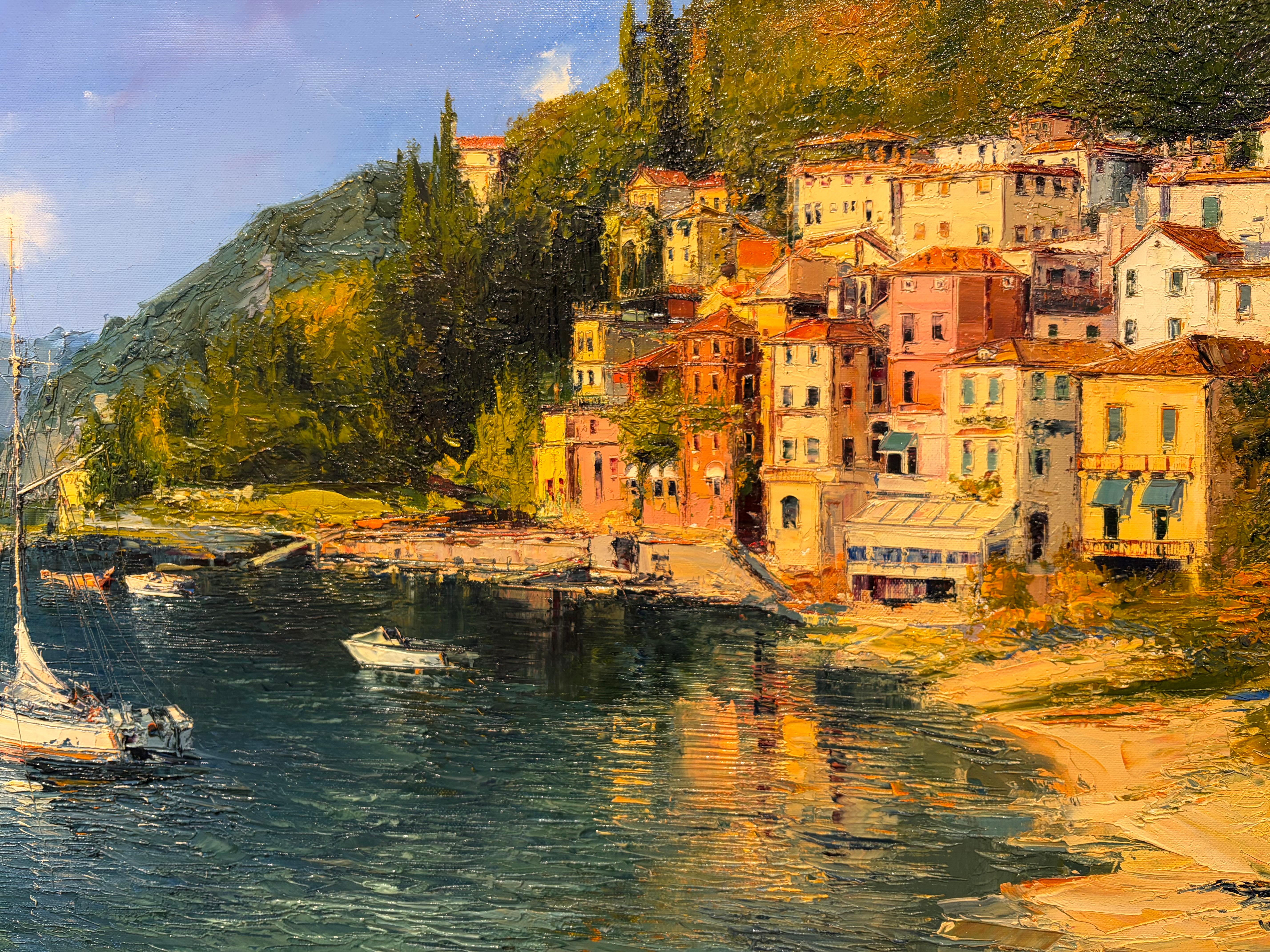 Comer See. Zeitgenössisches Ölgemälde vom Comer See im Angebot 3