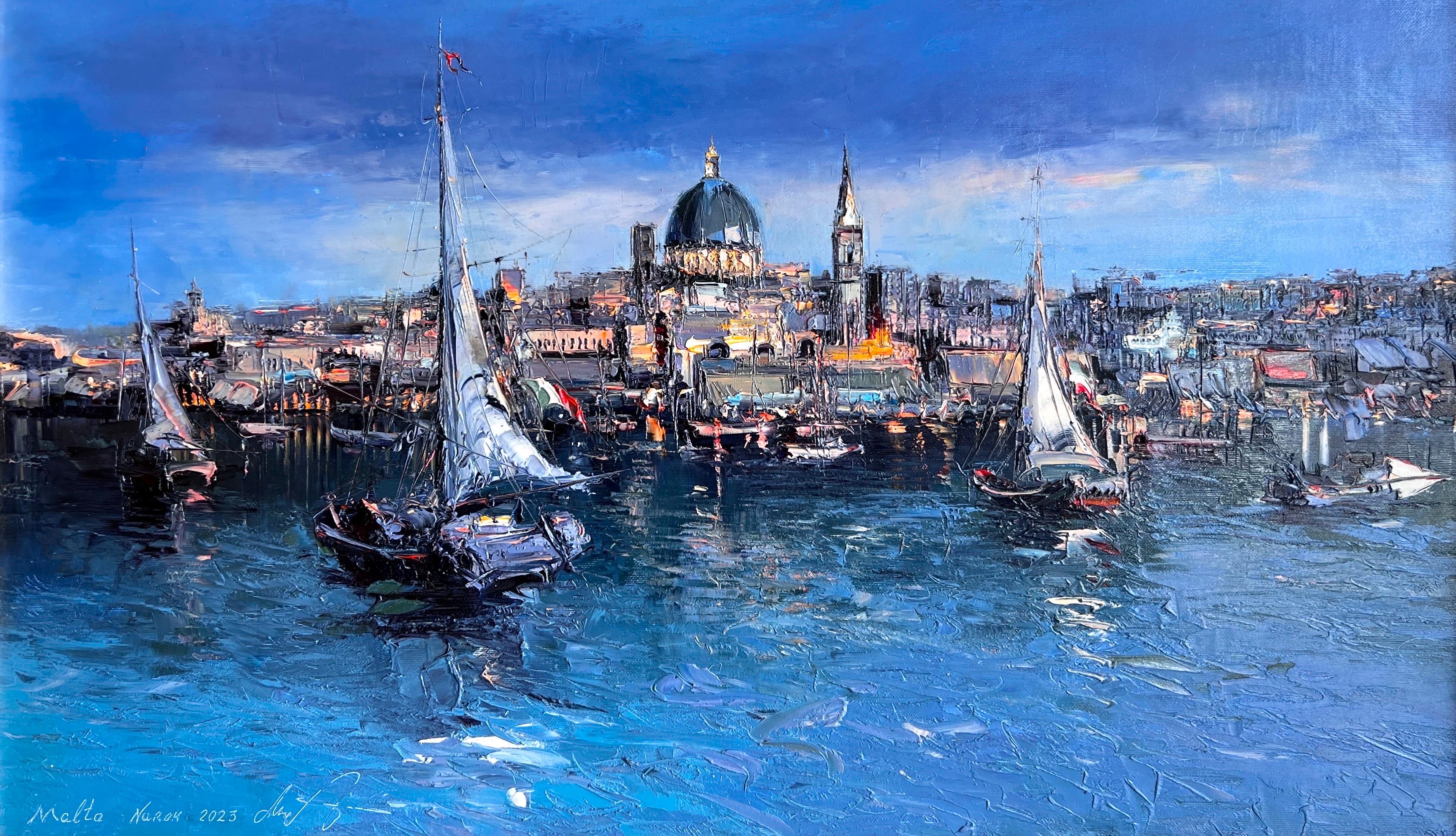 Narek Arakelyan Landscape Painting - Malta, view of Malta, Seascape , contemporary painting of Malta.  