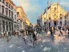 Milan, Metropolitan City of Milan on Counterparty look oil on canvas.