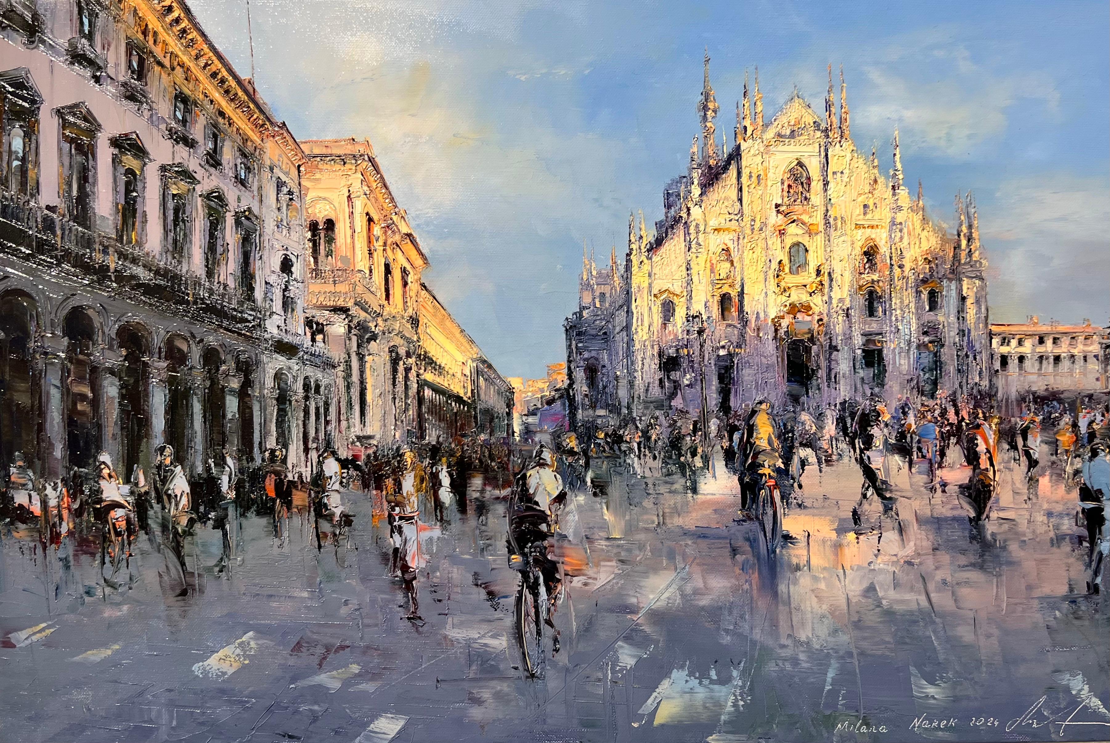 Mailand, Ansicht von Mailand. Ölgemälde von Mailand. – Painting von Narek Arakelyan