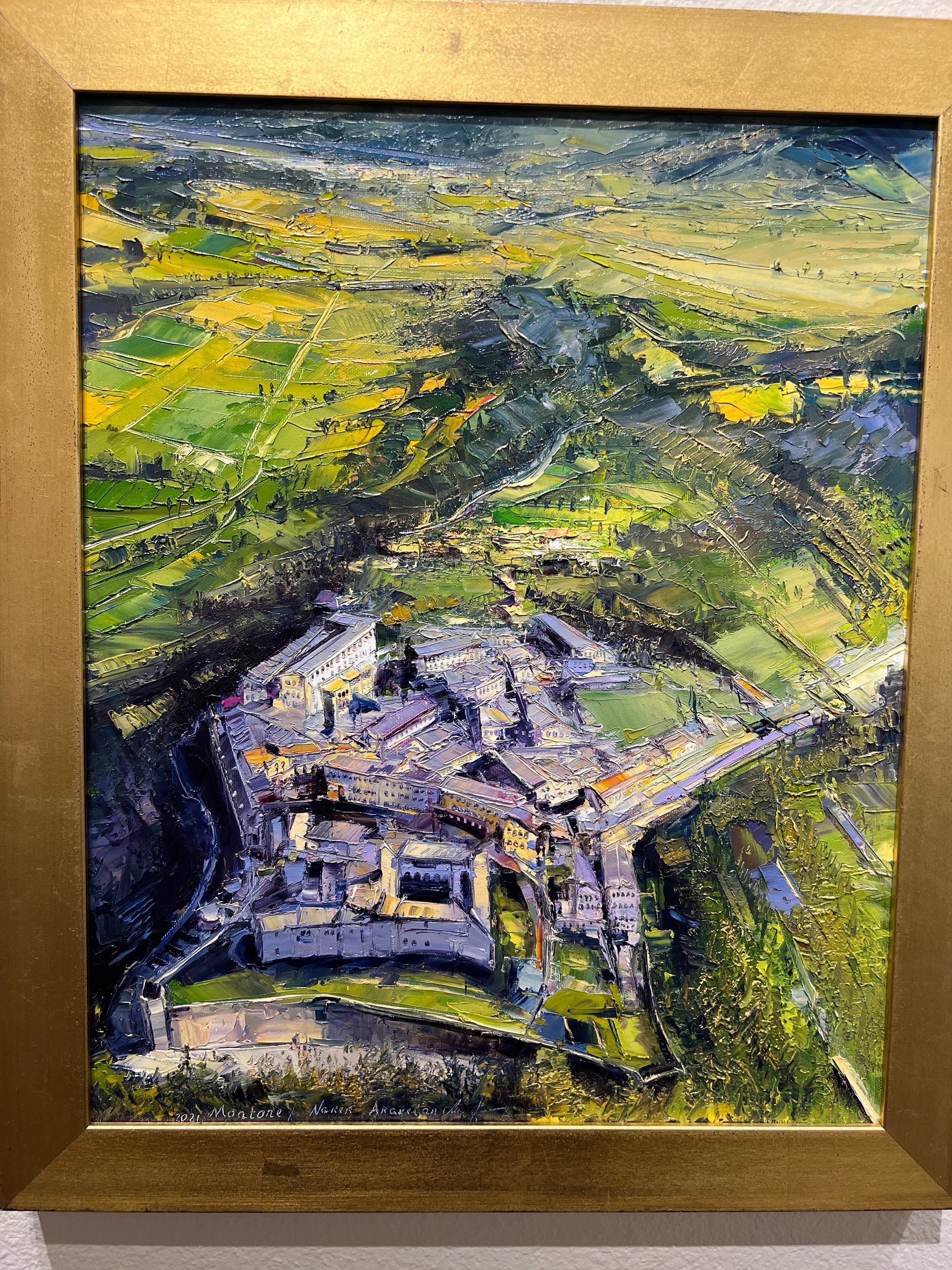 Montone, en Italie, peinture impressionniste Montone, Village de Montone. en vente 1
