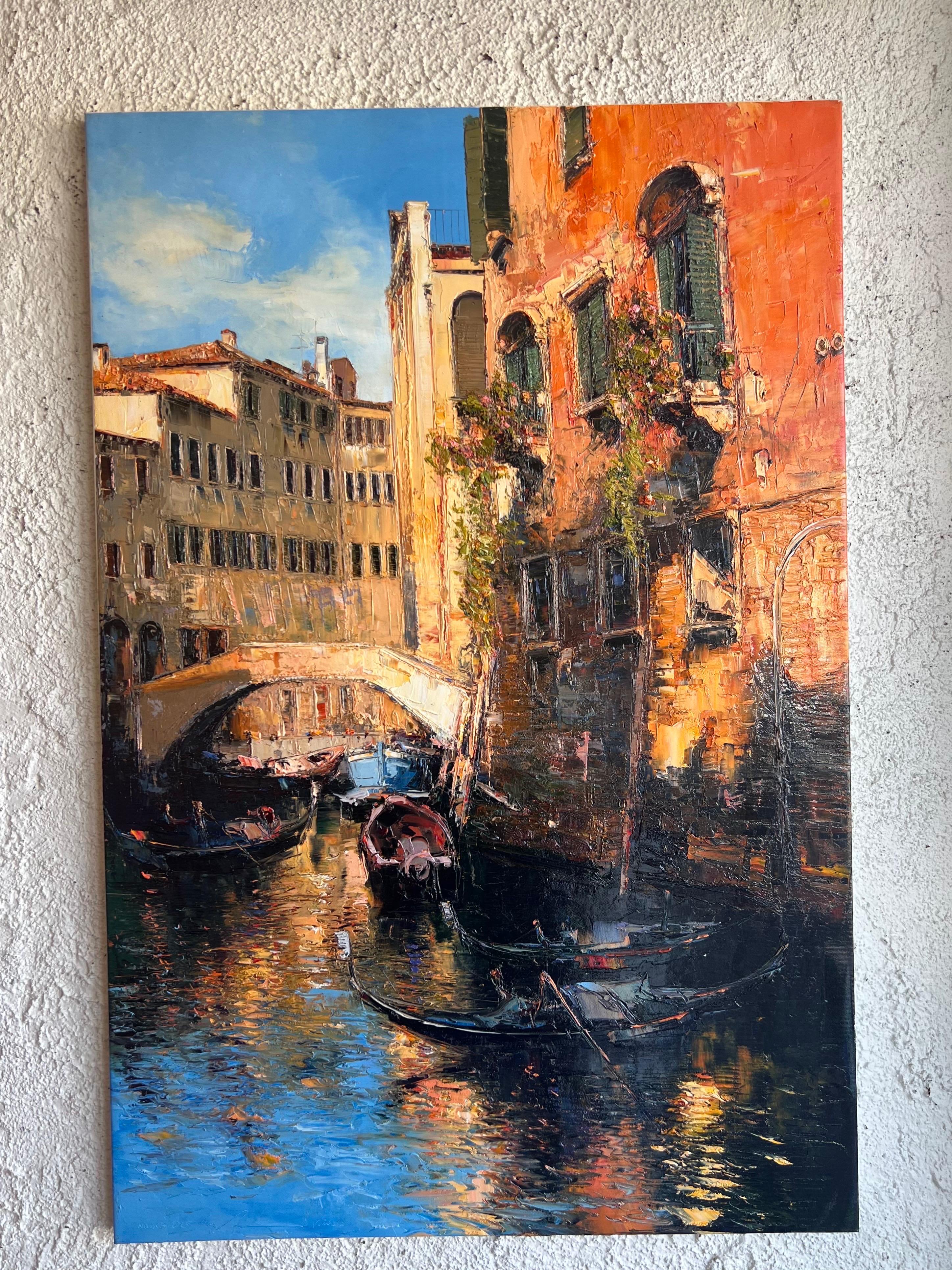 Venezia oil on canvas, Contemporary oil painting on Venezia. - Painting by Narek Arakelyan