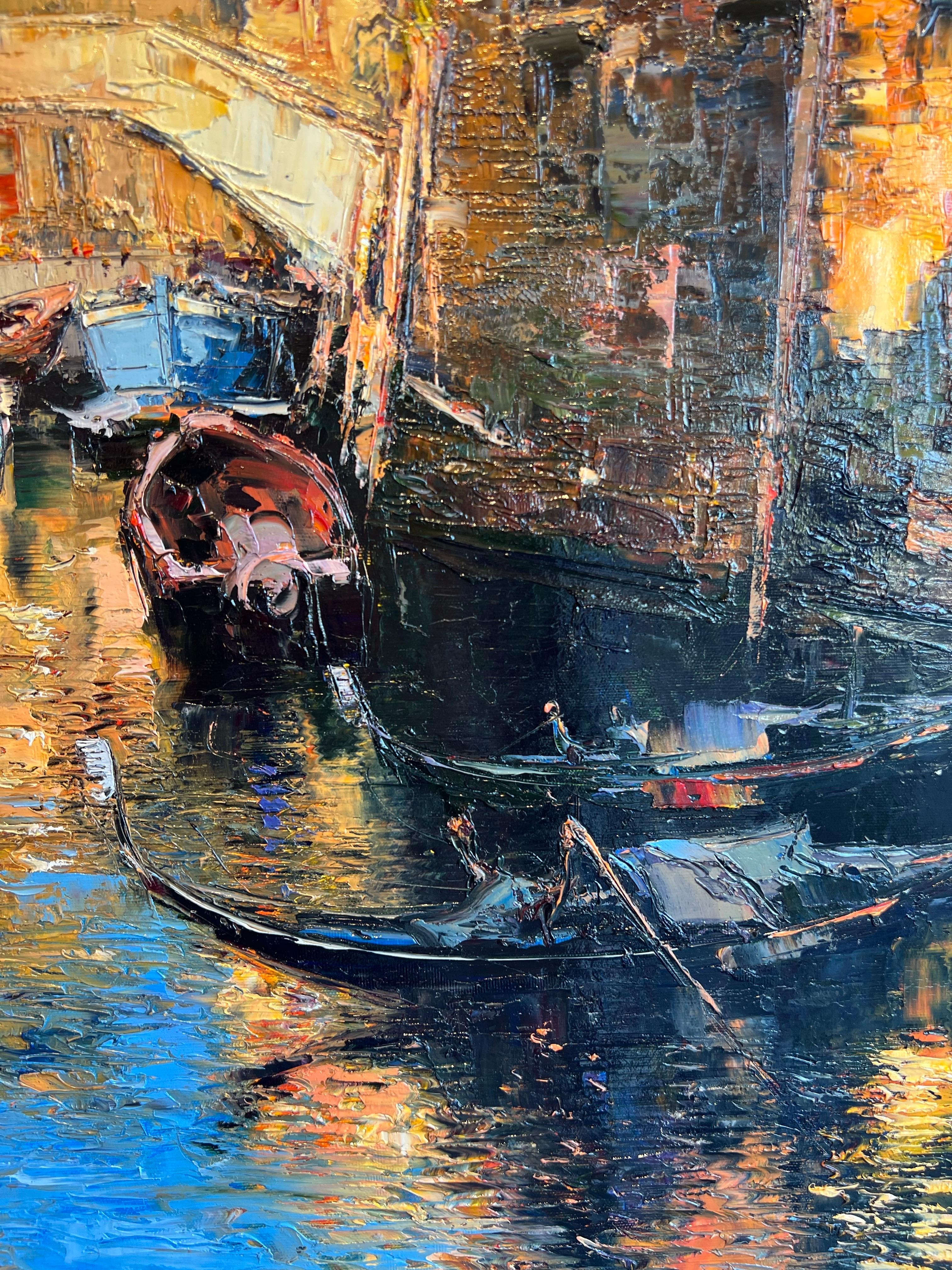 Venezia oil on canvas, Contemporary oil painting on Venezia. For Sale 2