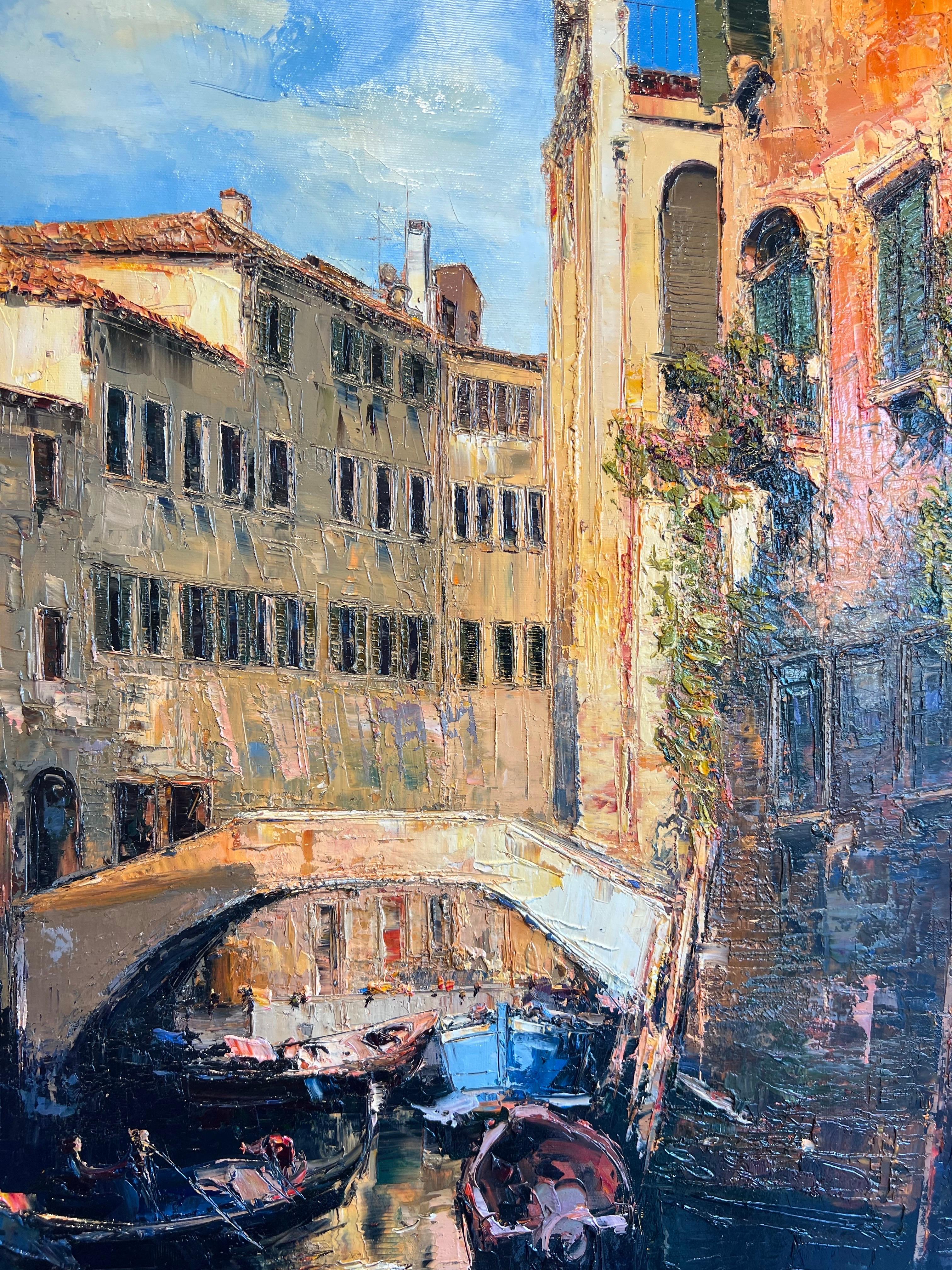 Venezia oil on canvas, Contemporary oil painting on Venezia. For Sale 4