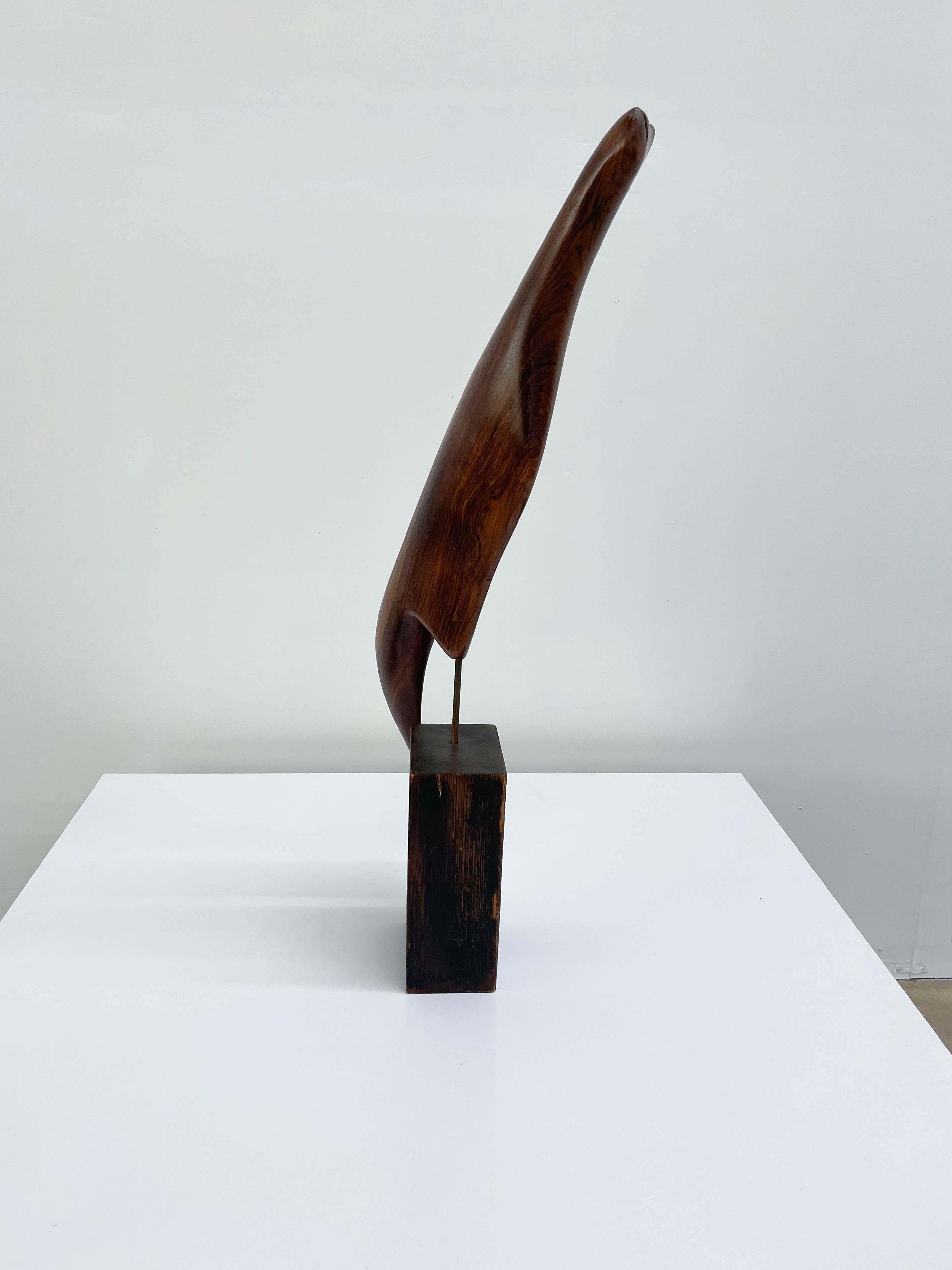 Mid-Century Modern Narendra Patel Signed Rosewood Bird Sculpture For Sale