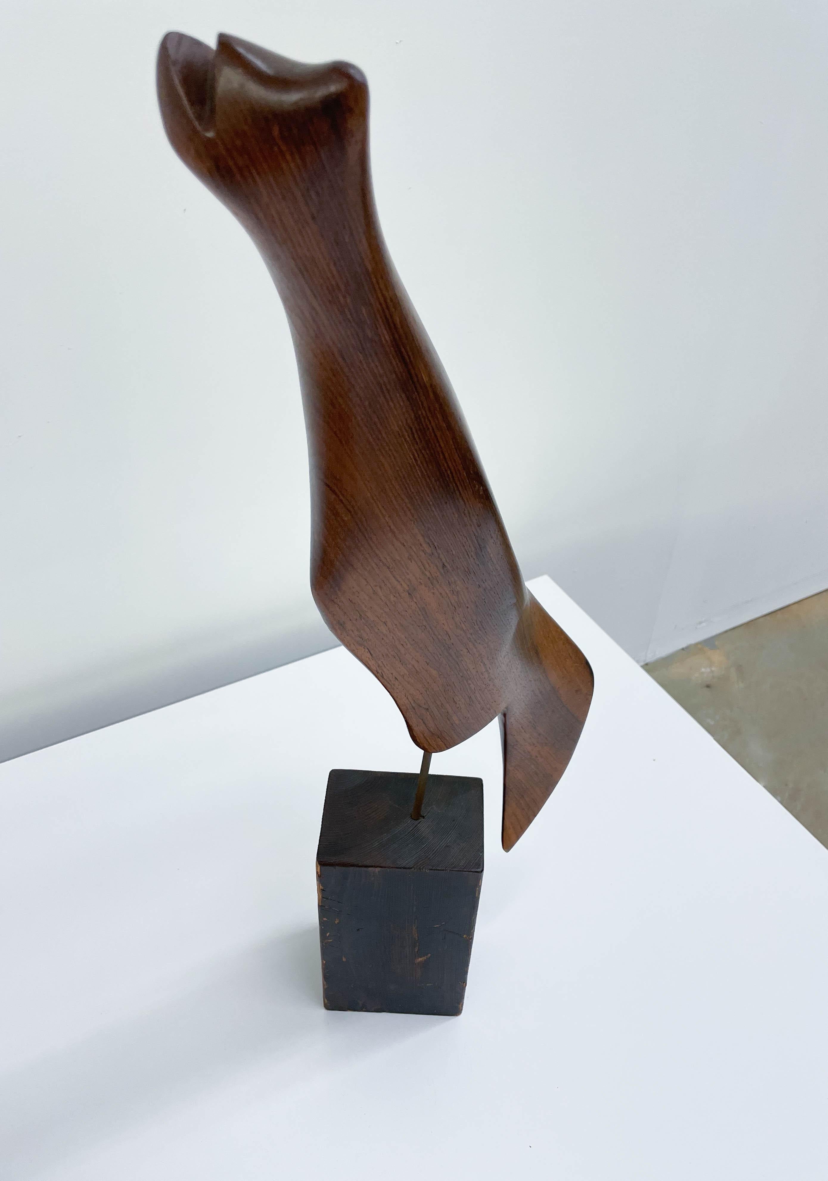 20th Century Narendra Patel Signed Rosewood Bird Sculpture For Sale