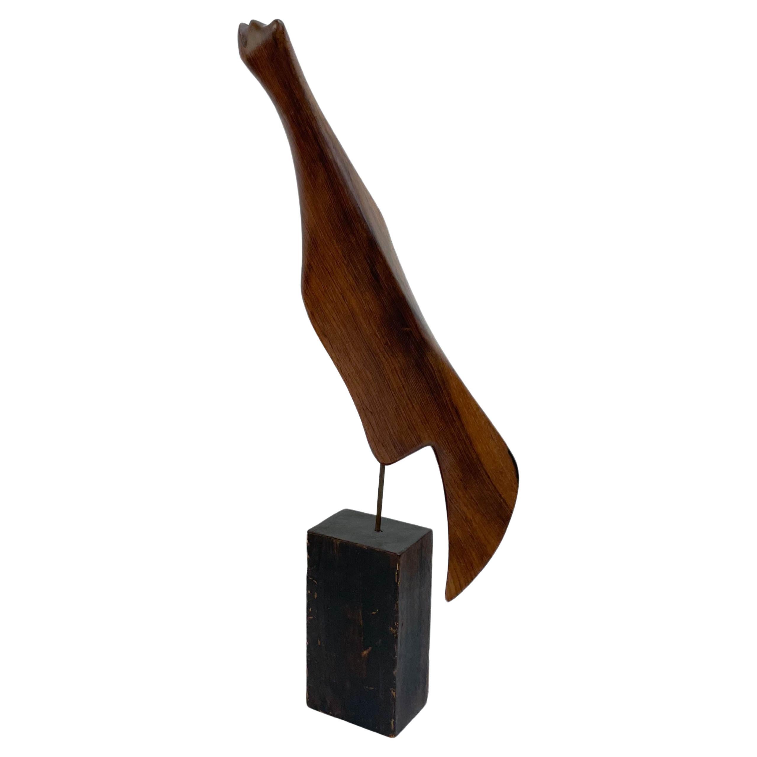 Narendra Patel Signed Rosewood Bird Sculpture For Sale