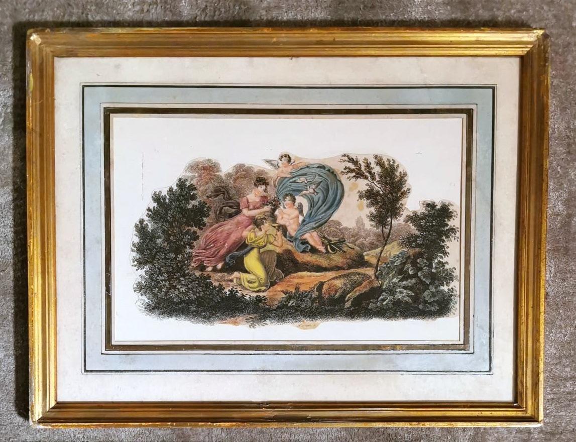 Nargeol Adrien Pair Prints Painted Watercolor with Gilded Frames For Sale 3