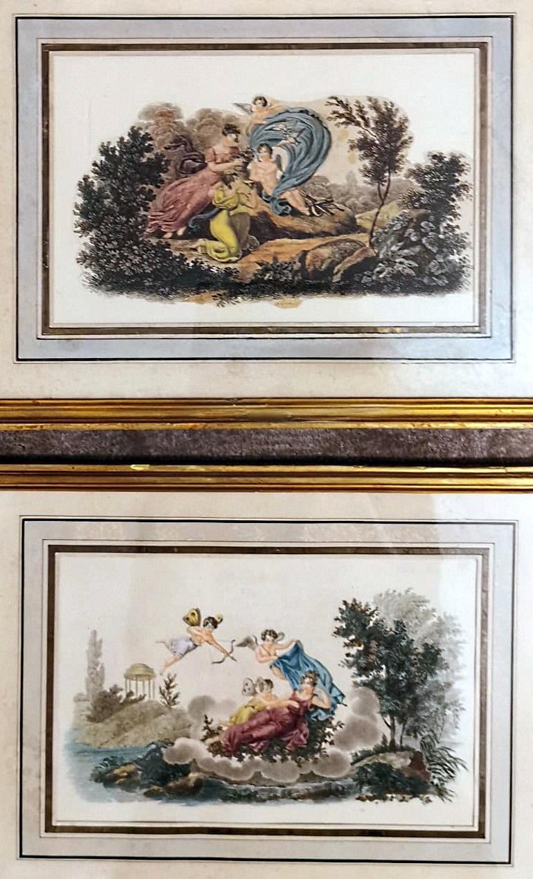 Nargeol Adrien Pareja Impresiones Acuarela Pintada Con Marcos Dorados Francés en venta