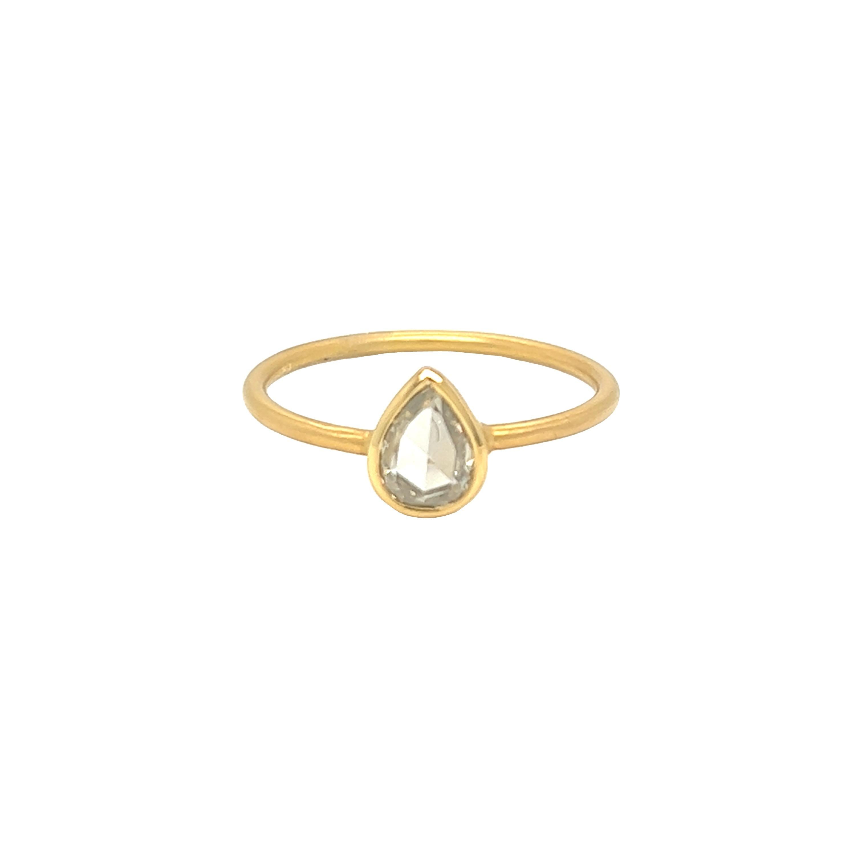 For Sale:  Nari Fine Jewels 0.57 Pear Shaped Rose Cut Diamond Solitaire Ring 18K Gold 2