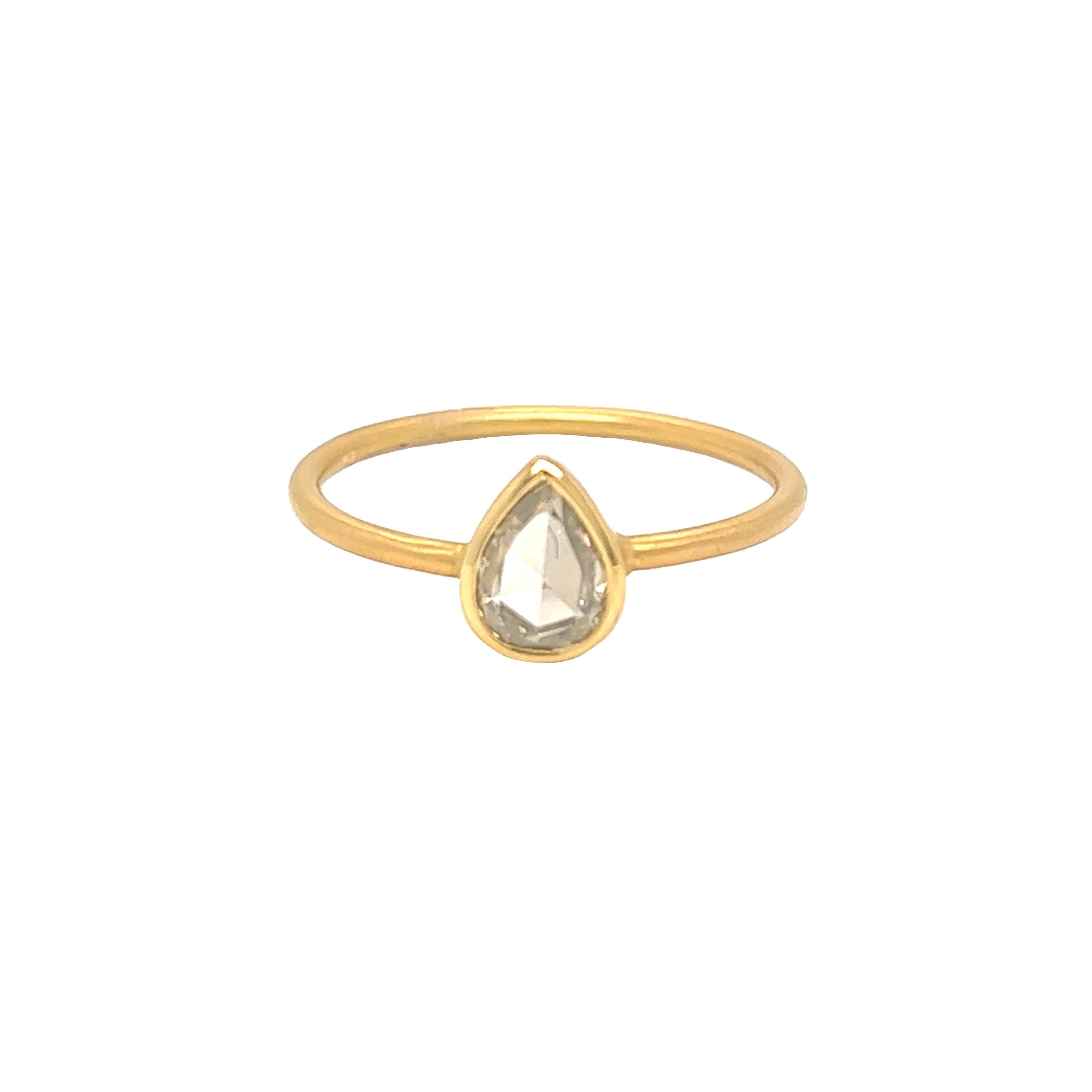 For Sale:  Nari Fine Jewels 0.57 Pear Shaped Rose Cut Diamond Solitaire Ring 18K Gold 3