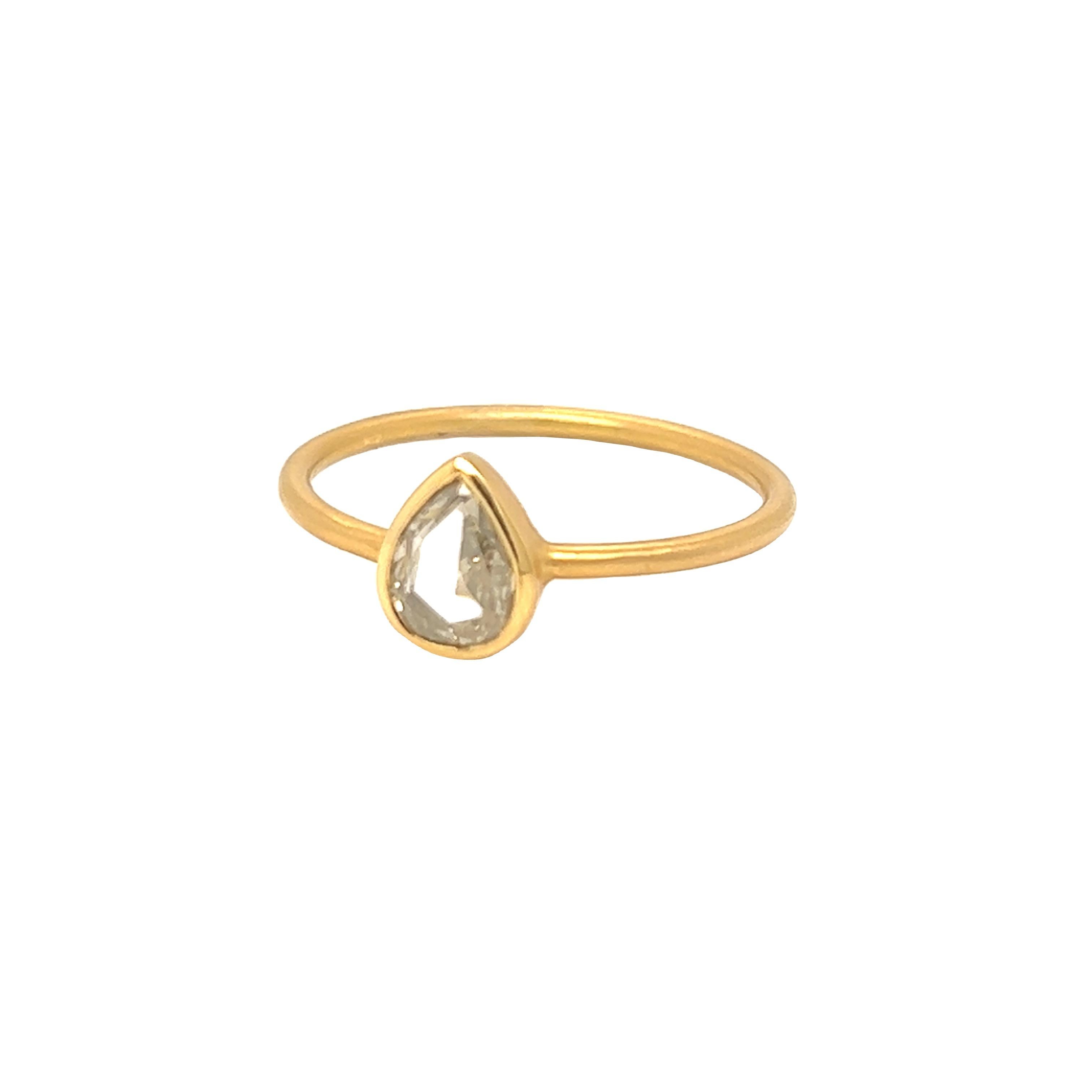 For Sale:  Nari Fine Jewels 0.57 Pear Shaped Rose Cut Diamond Solitaire Ring 18K Gold 4