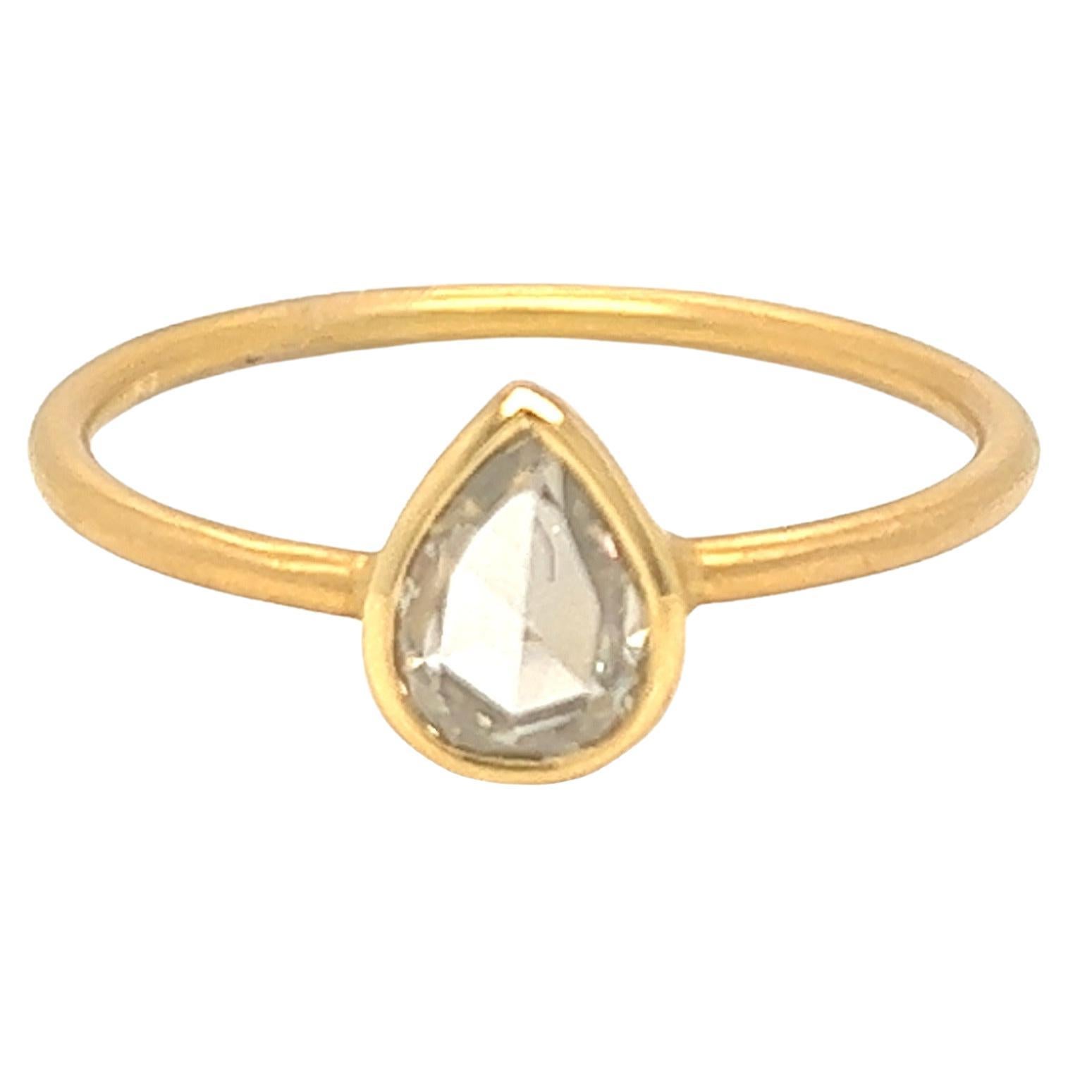 Nari Fine Jewels 0.57 Pear Shaped Rose Cut Diamond Solitaire Ring 18K Gold